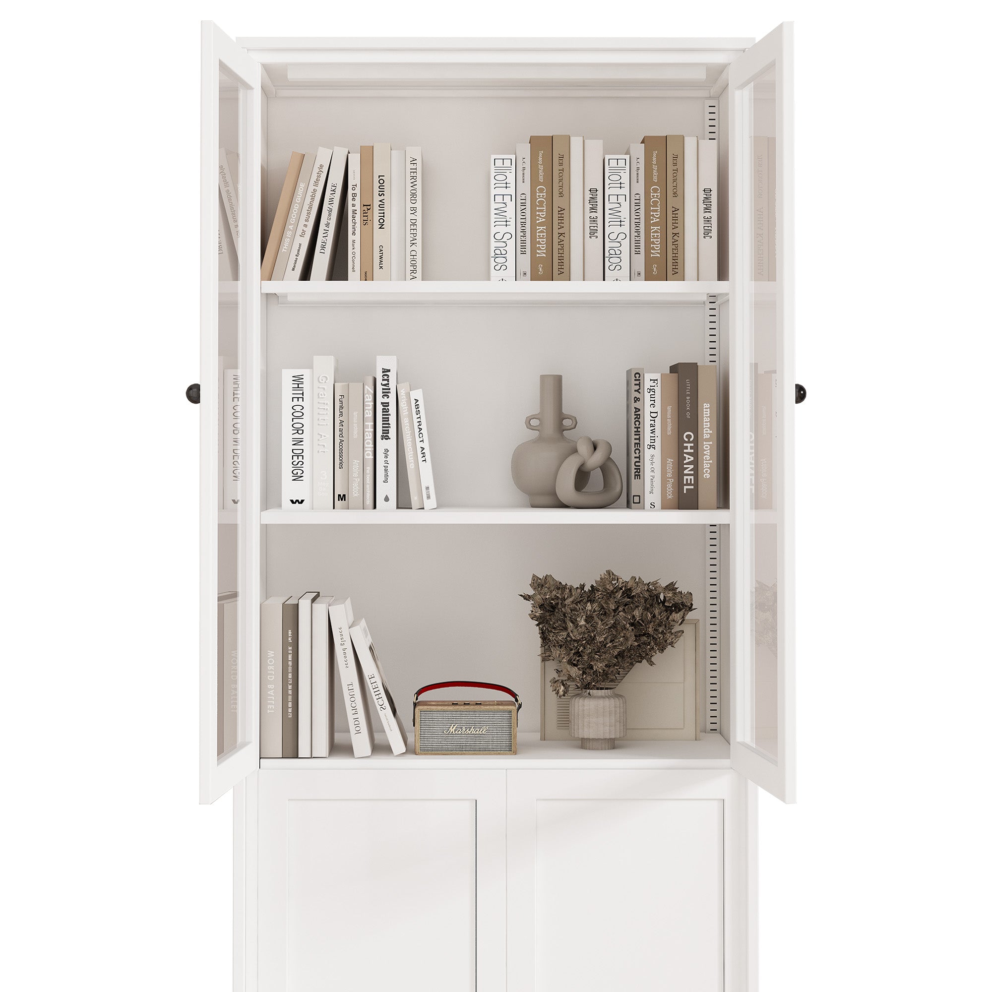 Glass-Door Steel Bookcase Cabinet