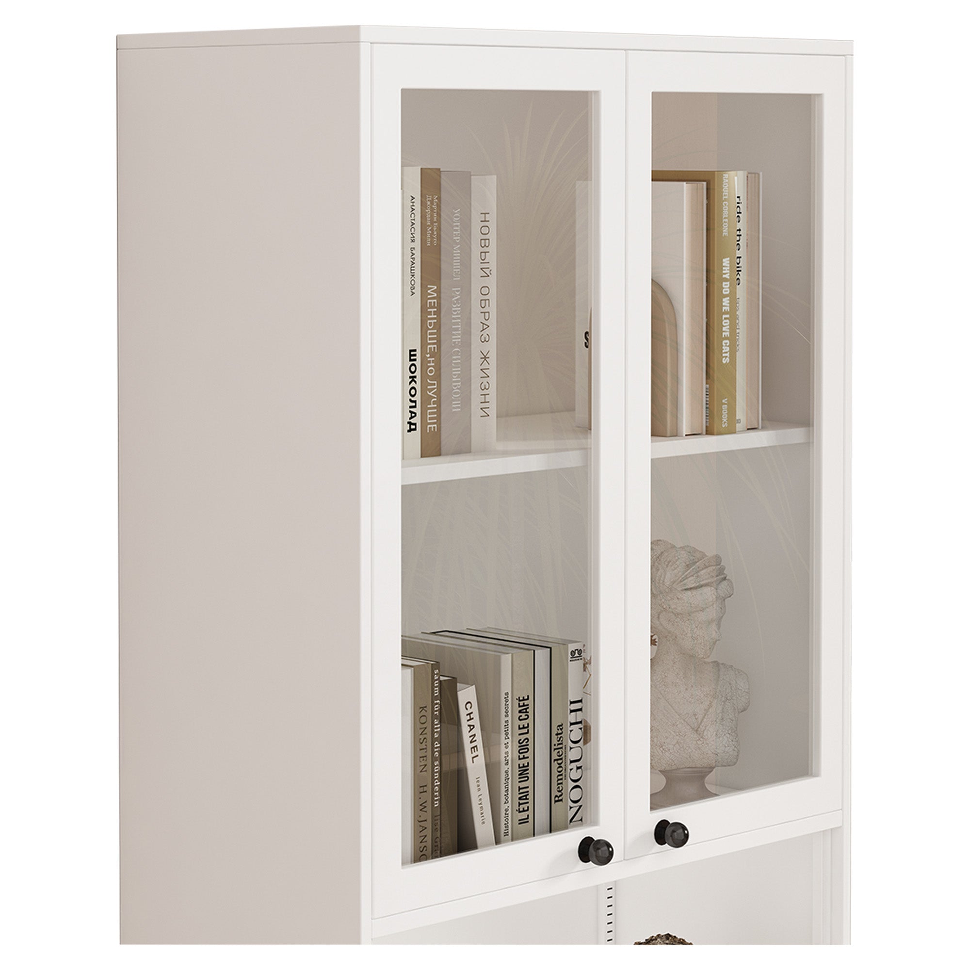 Glass-Door Steel Bookcase Cabinet