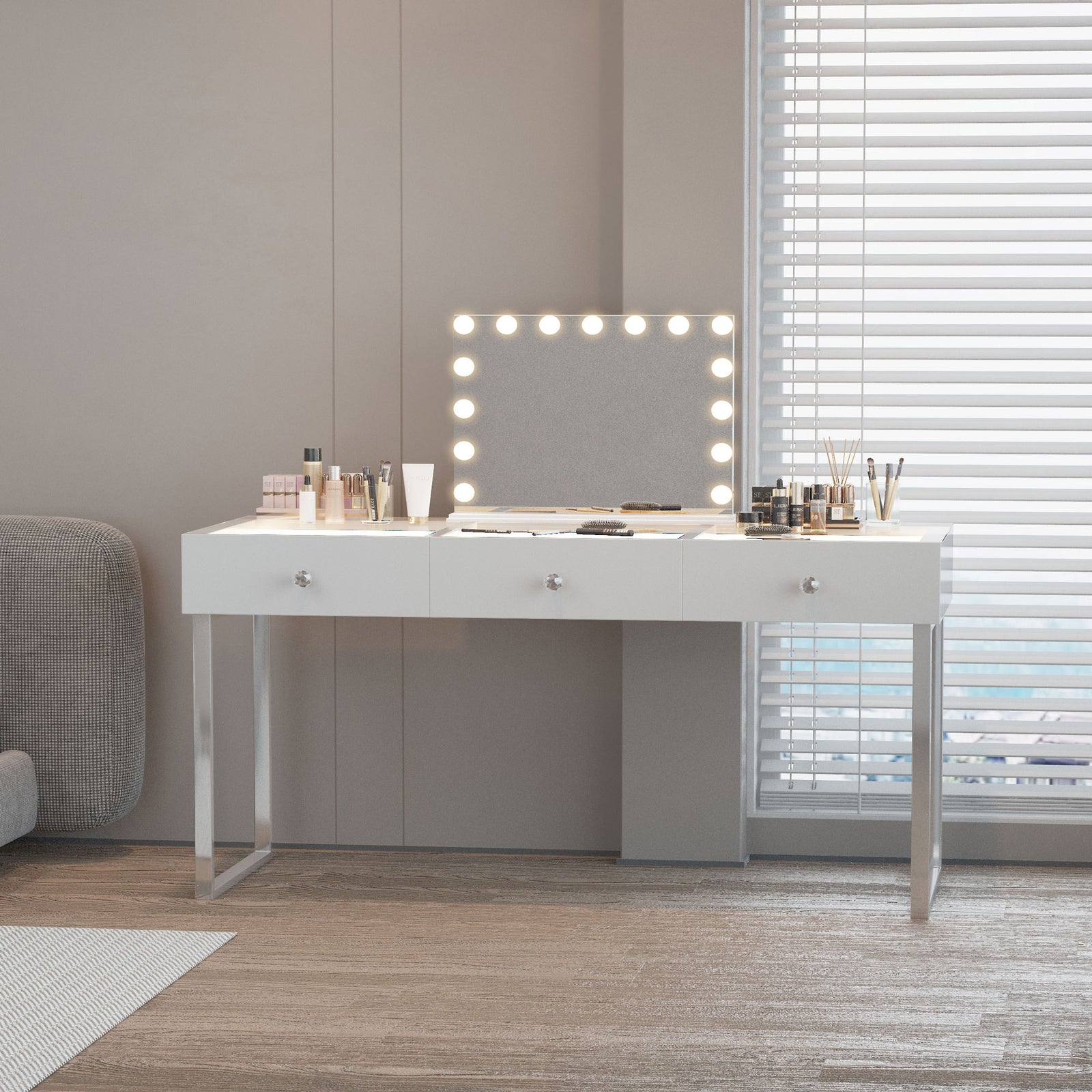 VANITII Billie Vanity Desk Vanity Desk With Mirror Vanity Table