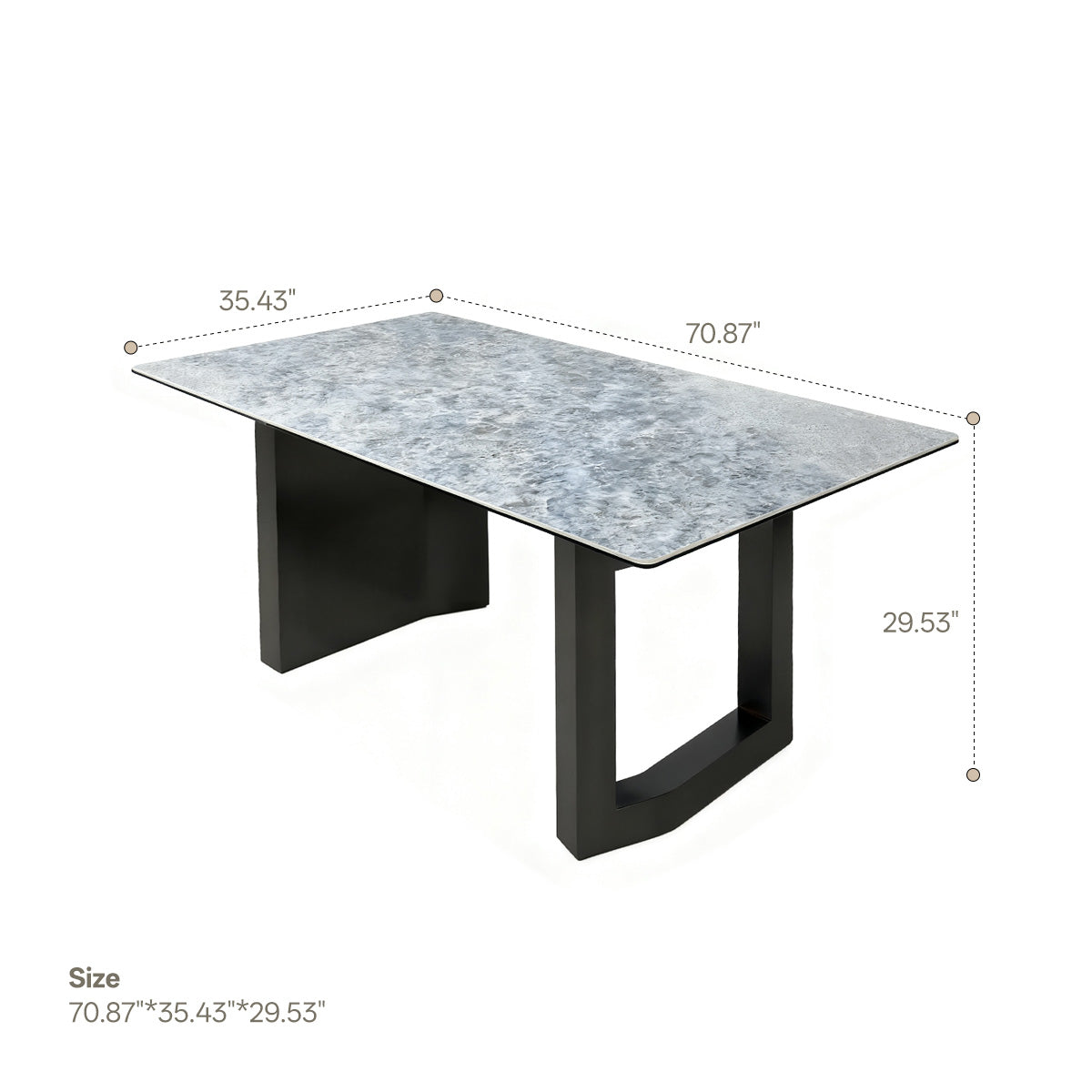 Rock plate dining table（Blue crystal）