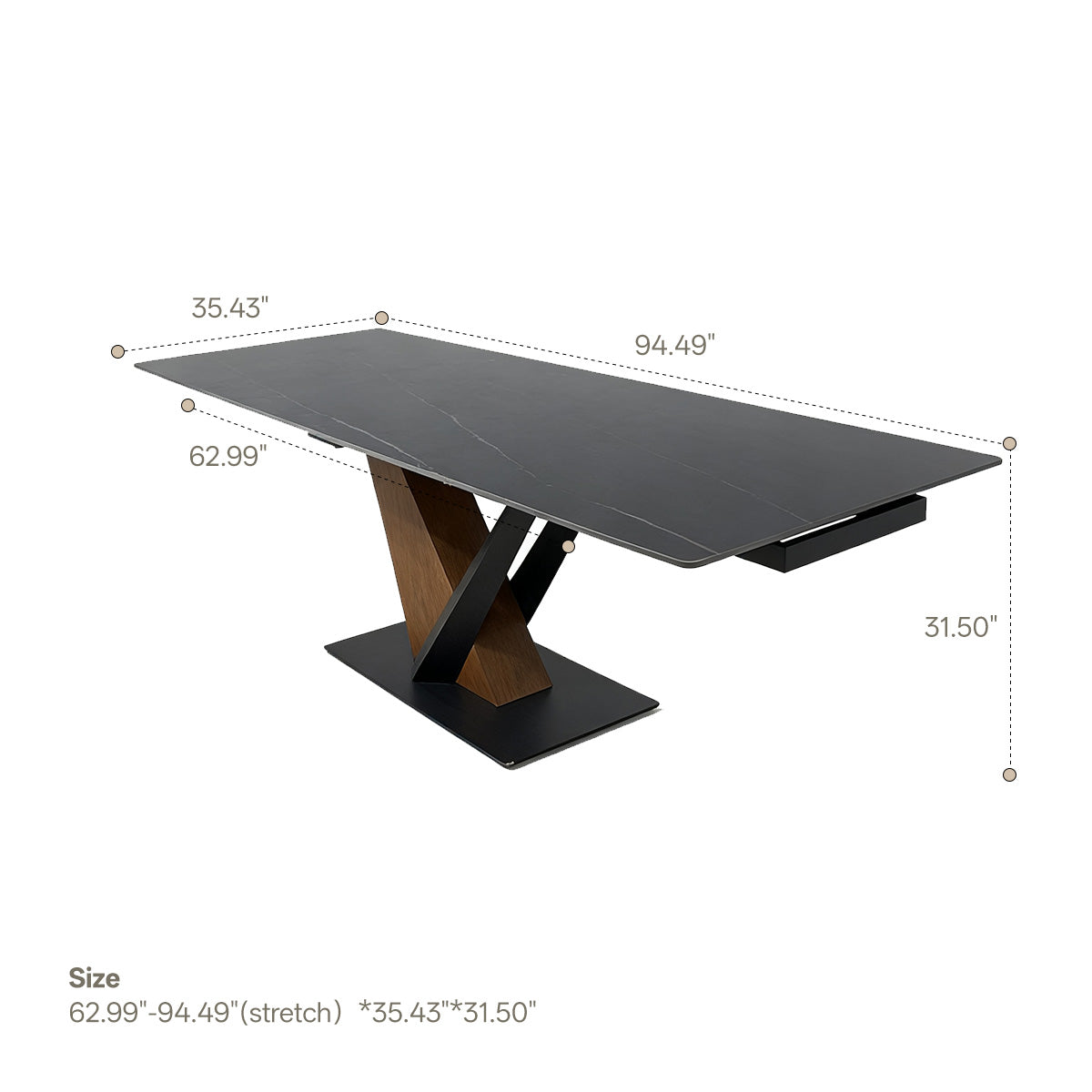 Rock plate functional dining table（Lauren Black Gold）