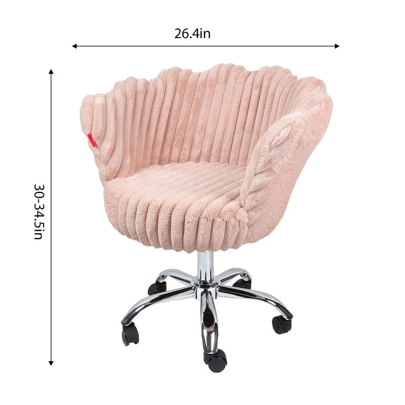 Anna Swivel Rabbit Fur Vanity Chair