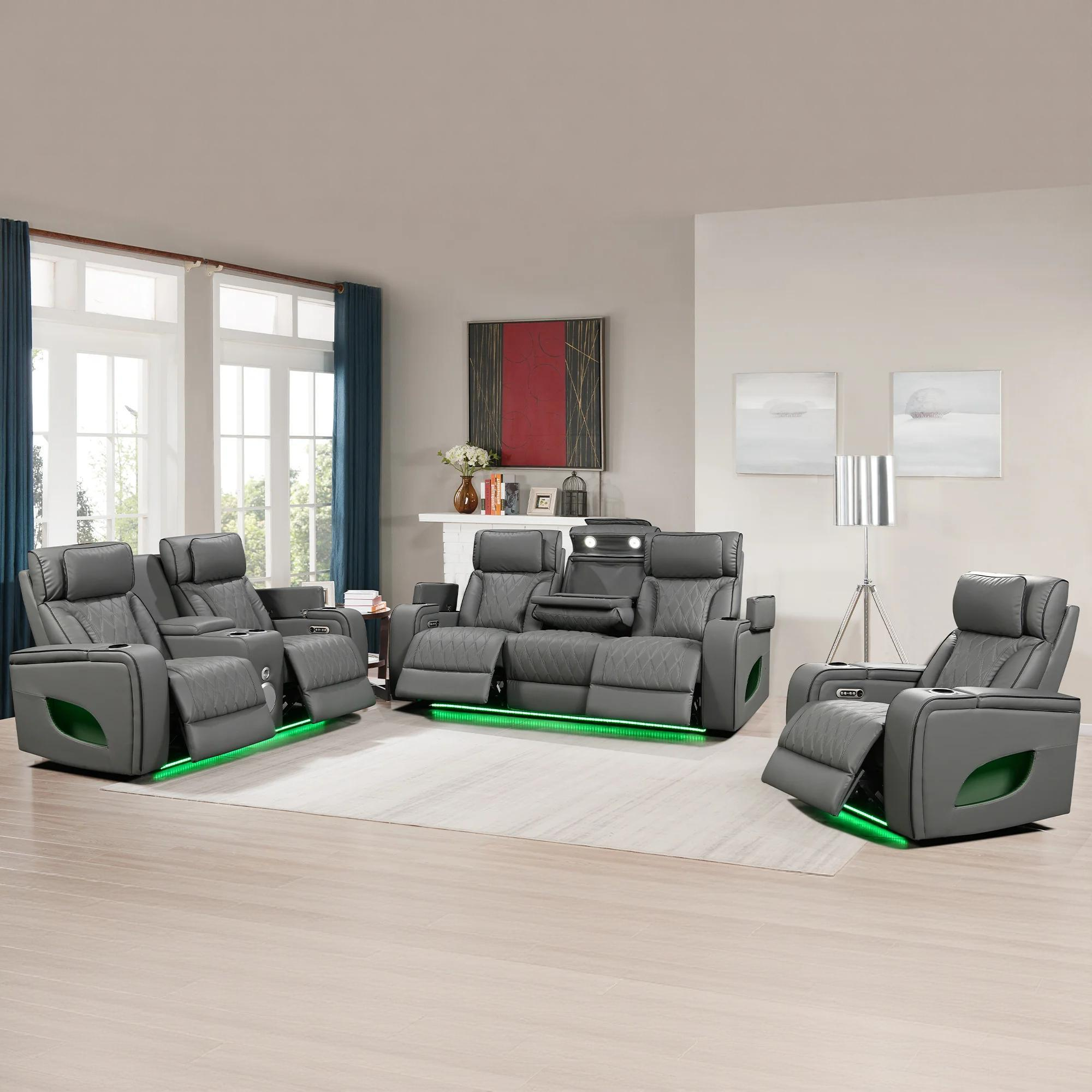 Power Recliner Sofa & Loveseat & Chair MR2953 Gray