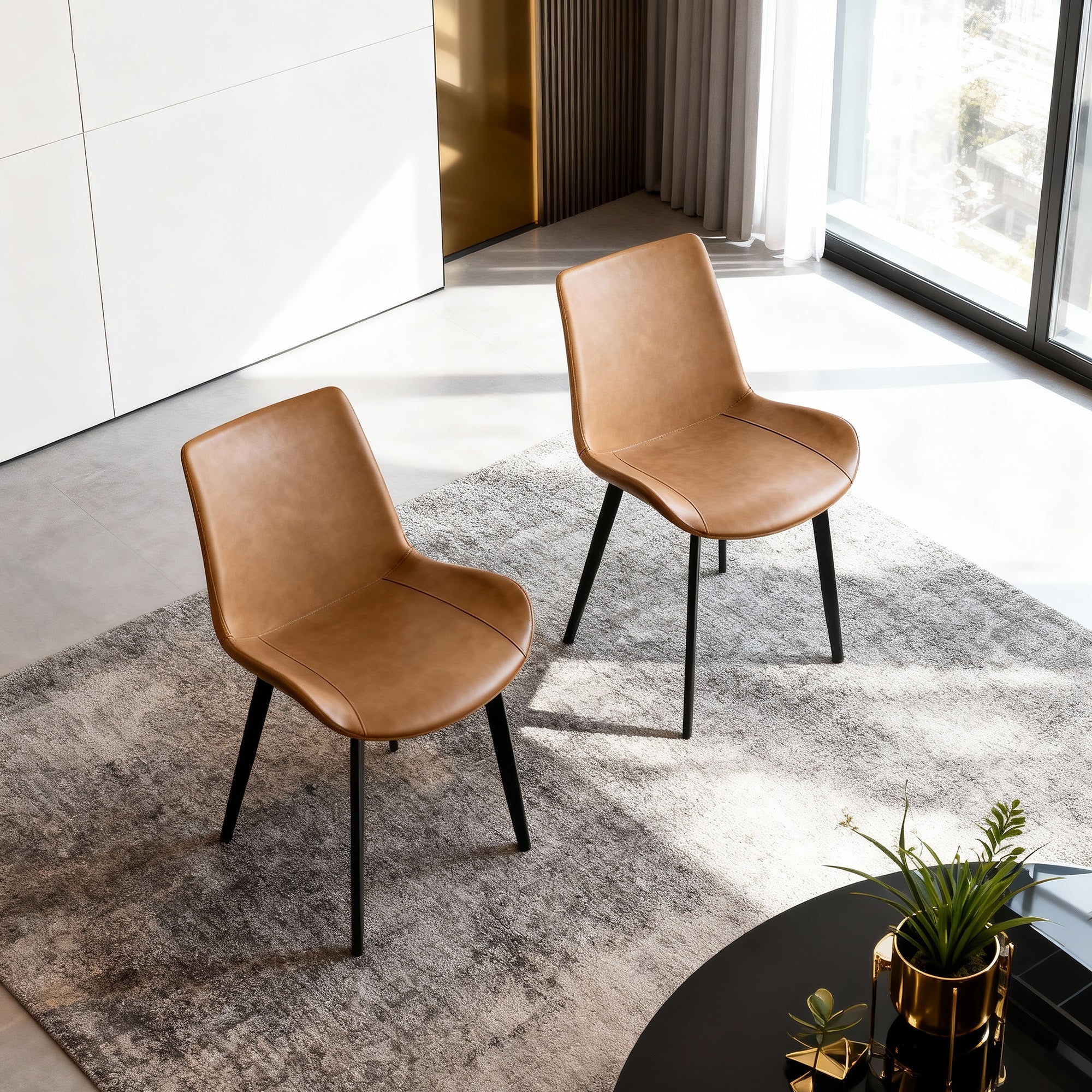 PU Leather Dining Chair with Metal Legs