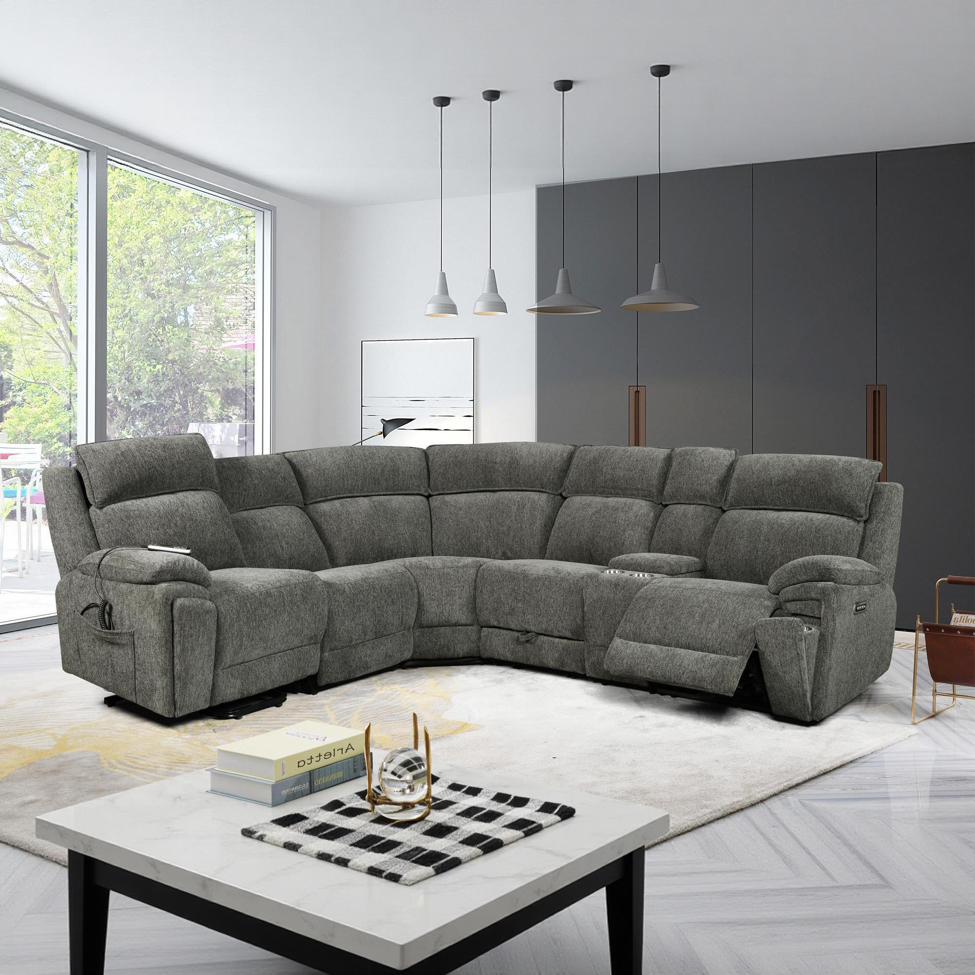 Power Recliner Sectional Fabric Sofa MC3020 Gray