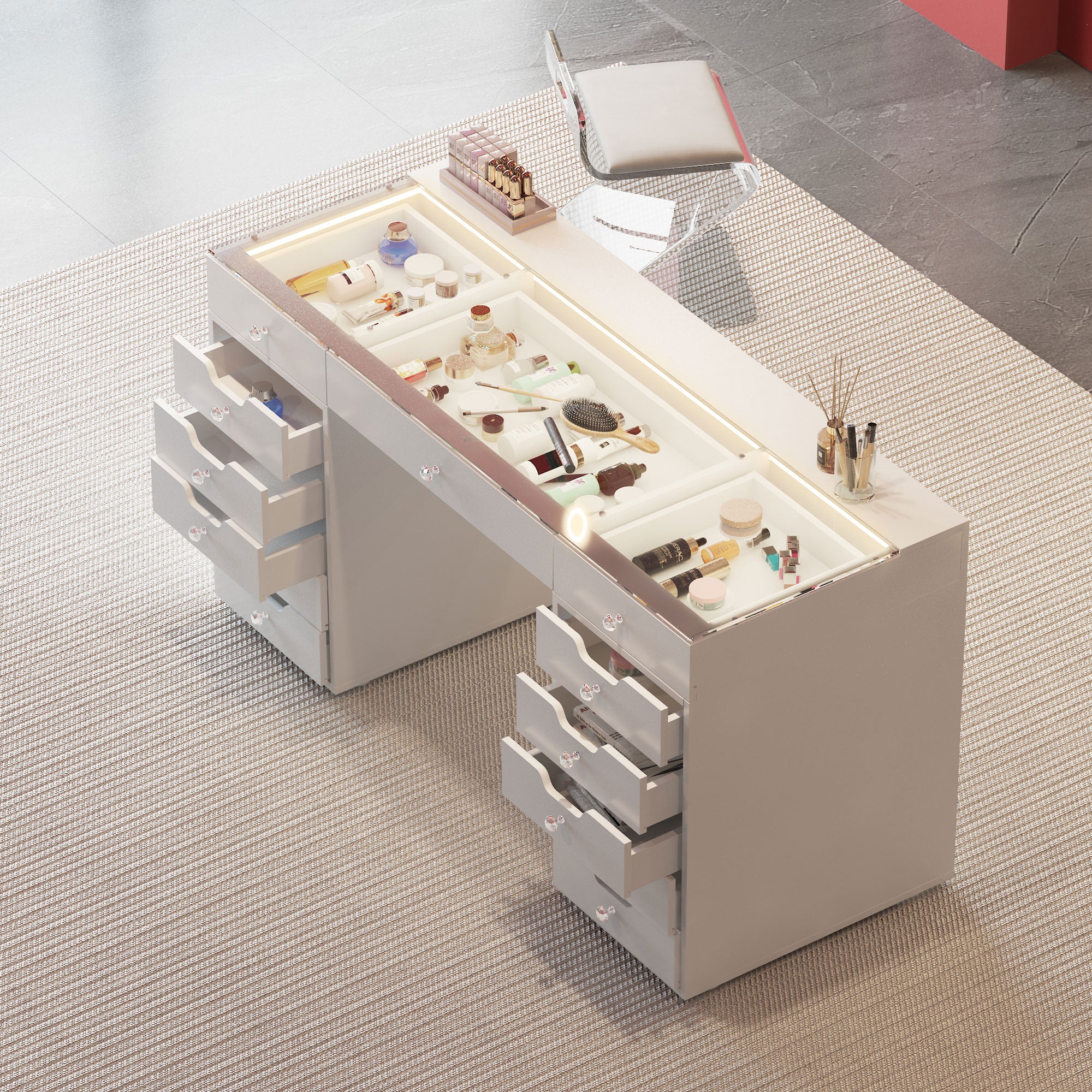 VANITII Eva Vanity Desk - 13 Storage Drawers