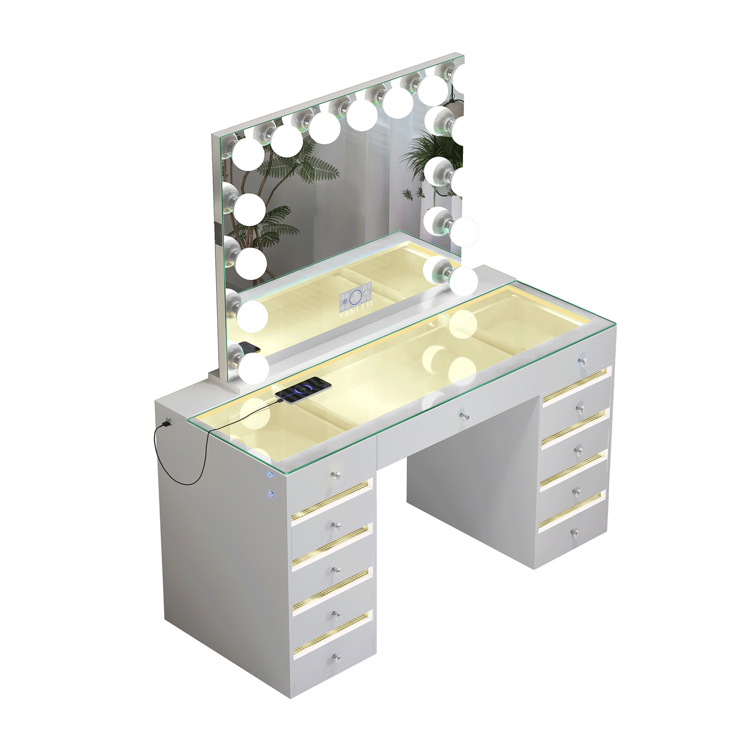 VANITII Fenair Vanity Desk with RGB light including Vanity Mirror