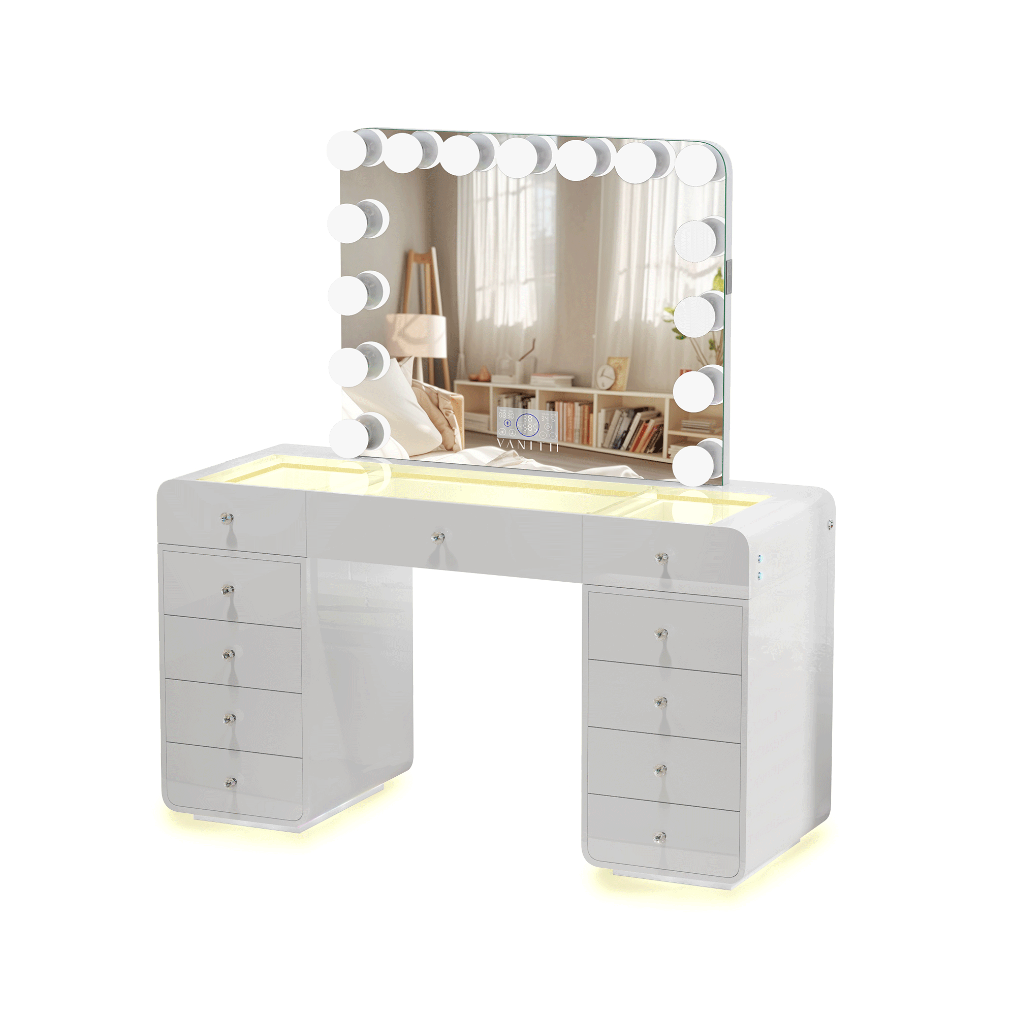 VANITII Catalina Vanity Desk with RGB light including vanity mirror