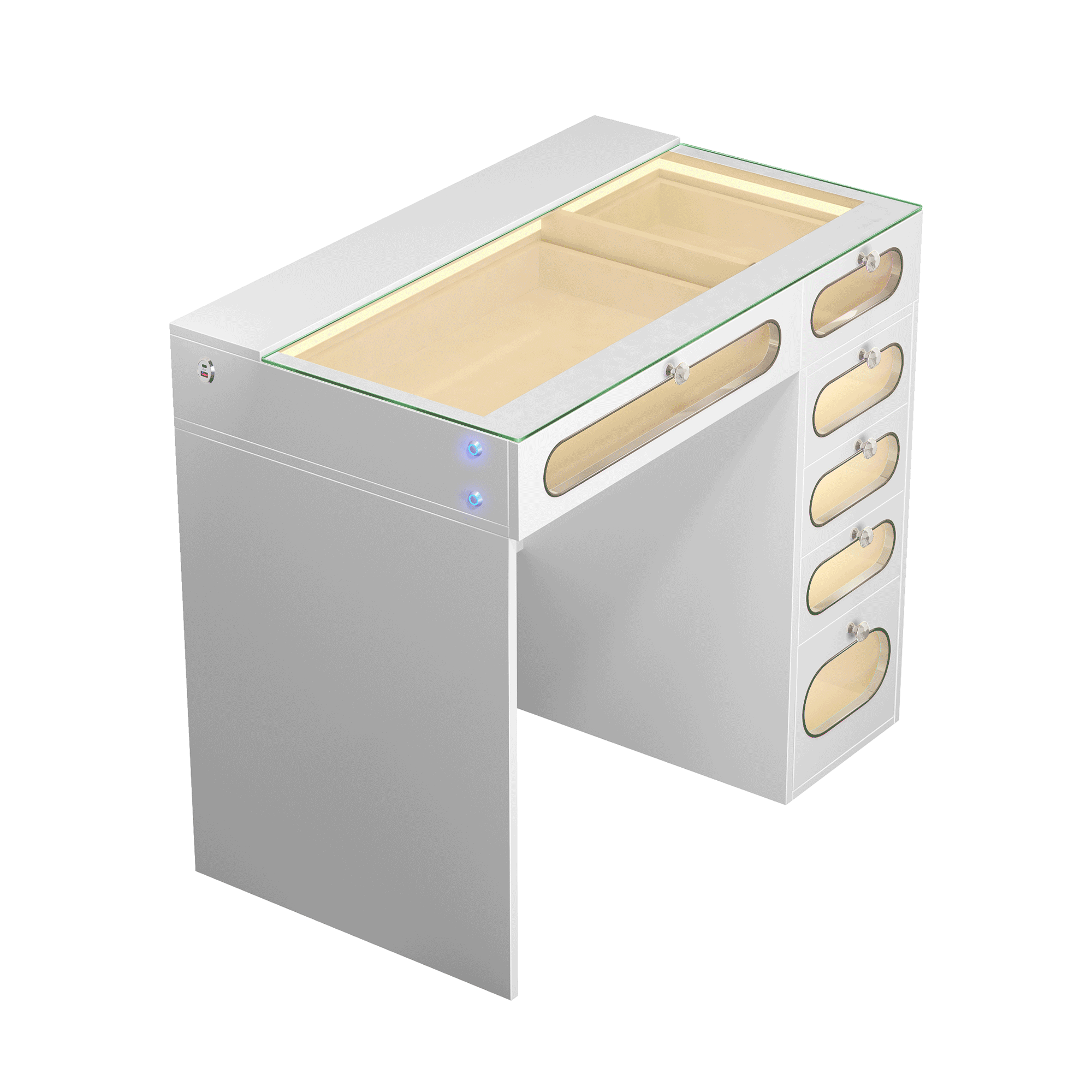 New Release ! VANITII 6 Glass Fronted Drawers Vanity Desk