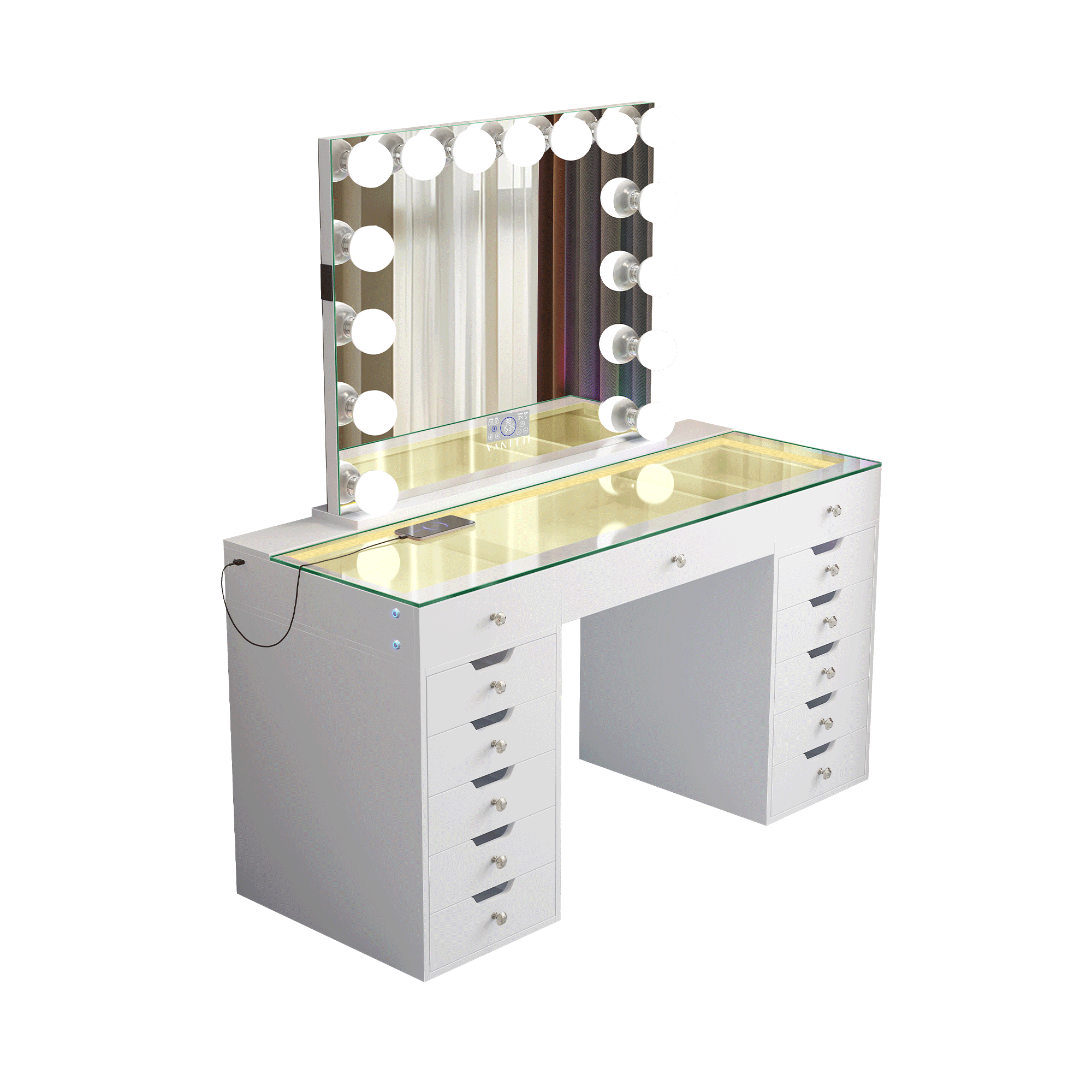 Eva-RGB Vanity Desk Set with Mirror