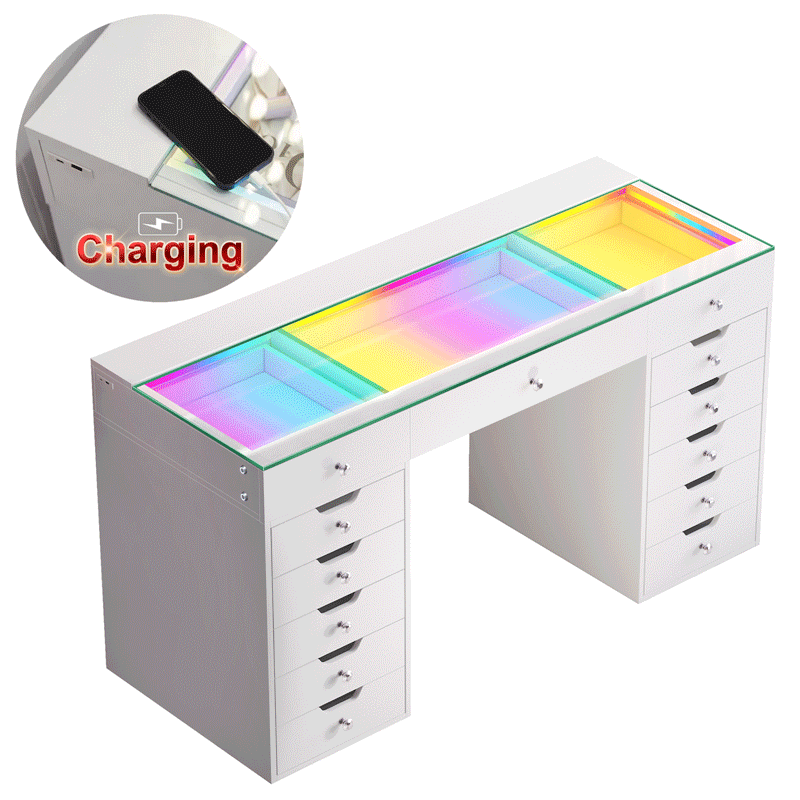 VANITII Eva-RGB Vanity Desk Pro - 13 Storage Drawers