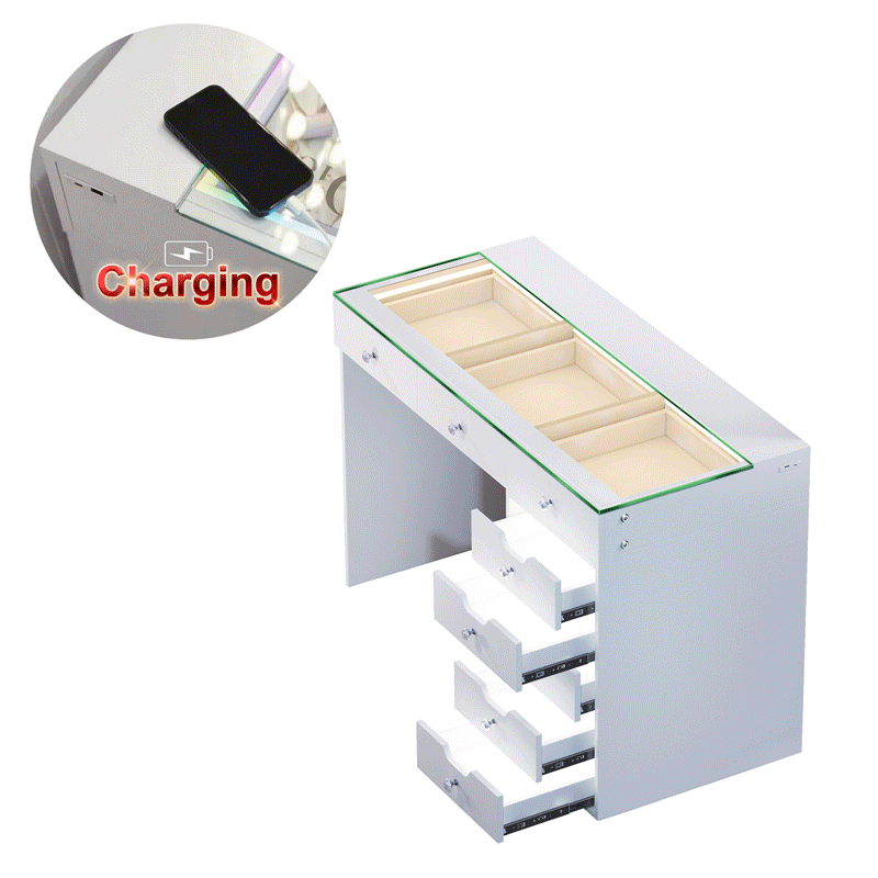 VANITII Diana RGB Vanity Desk with Light - 8 Storage Drawers