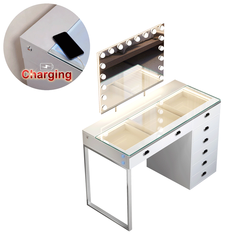 New Release ! VANITII Chelsea Vanity Set with Hollywood Music Mirror