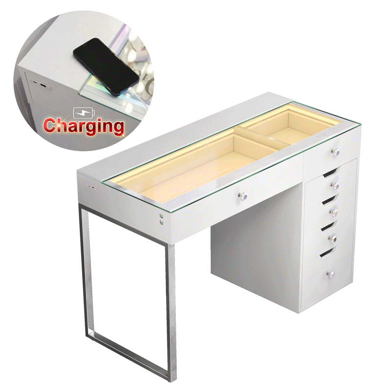 VANITII Diana RGB Vanity Desk - 6 Storage Drawers