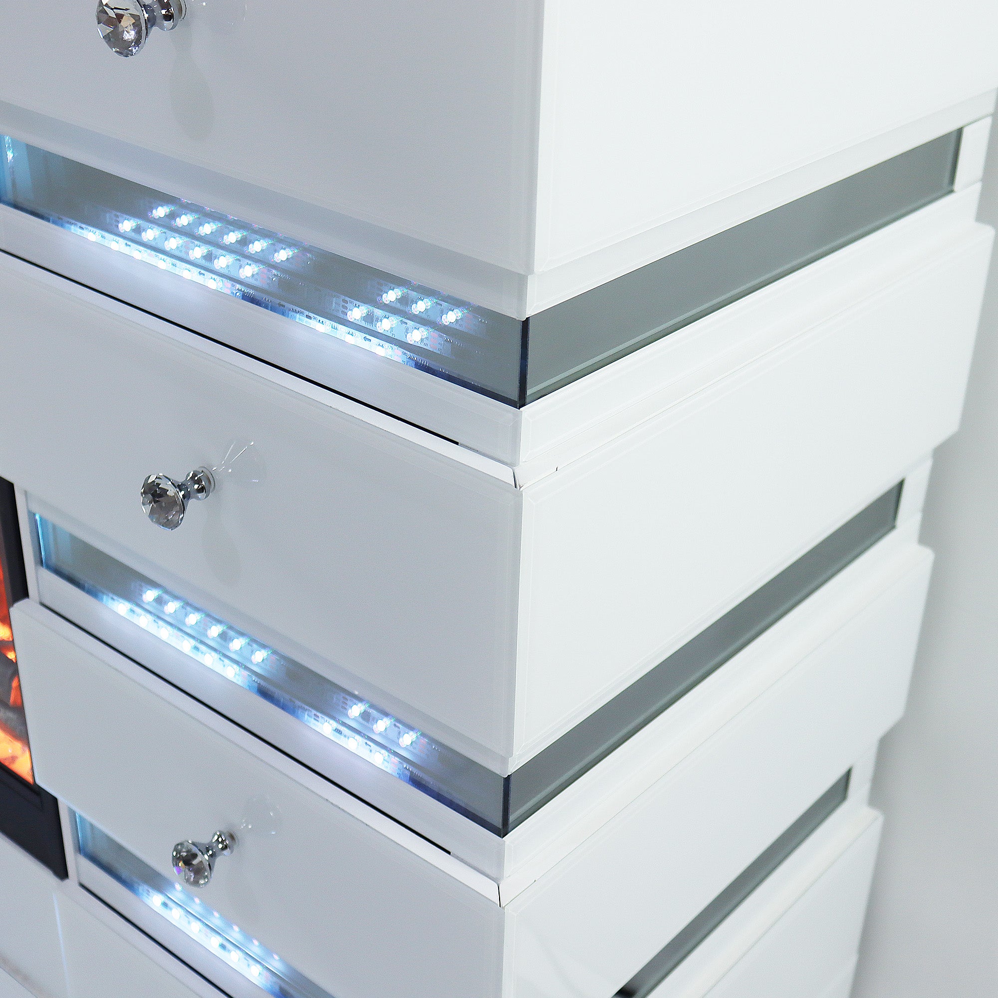 Fully Assembled 55" Mirrored Fireplace with RGB Ambiance and Wireless charging