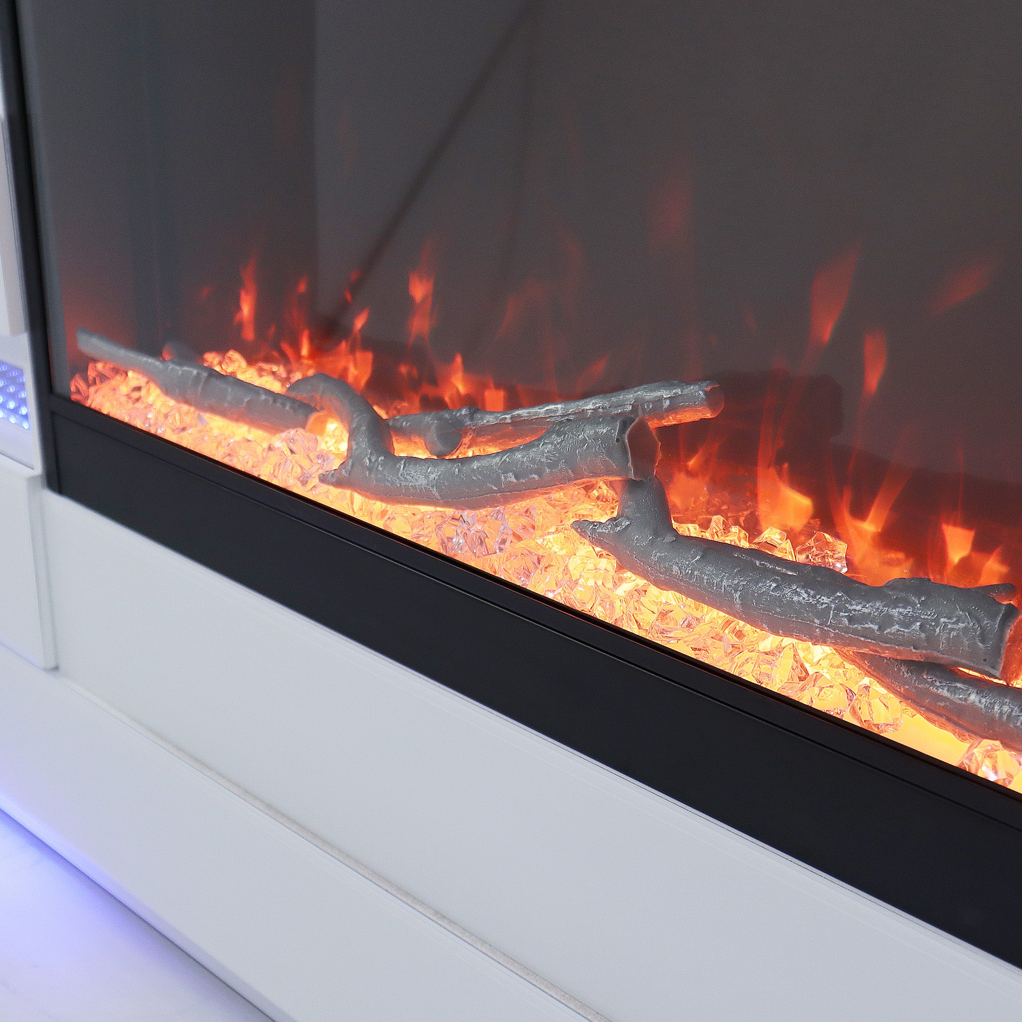 Fully Assembled 55" Mirrored Fireplace with RGB Ambiance and Wireless charging