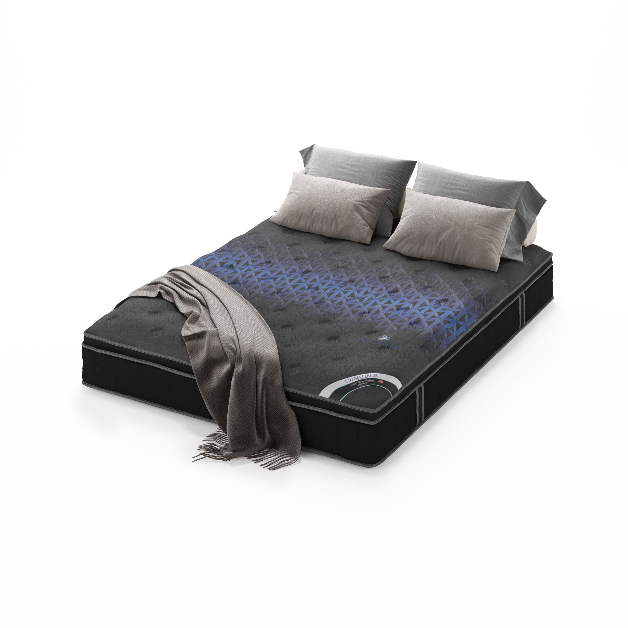 12-inch Luxury Hybrid Mattress-Dark Grey