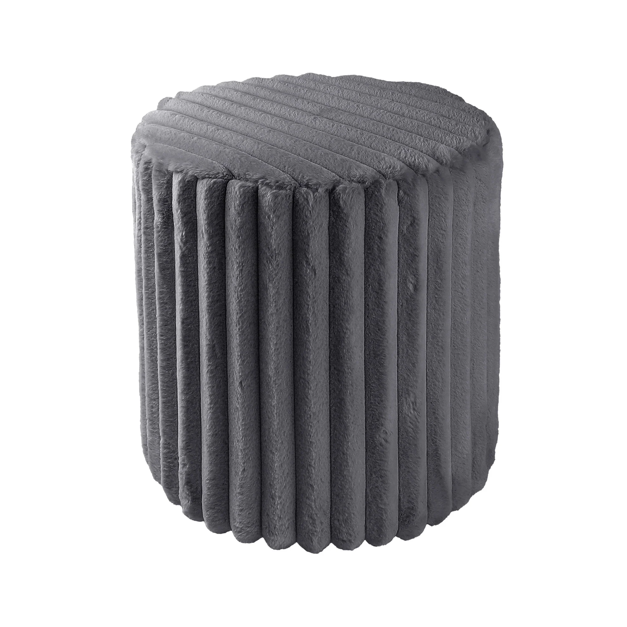 Rabbit Fur Vanity Chair-Grey