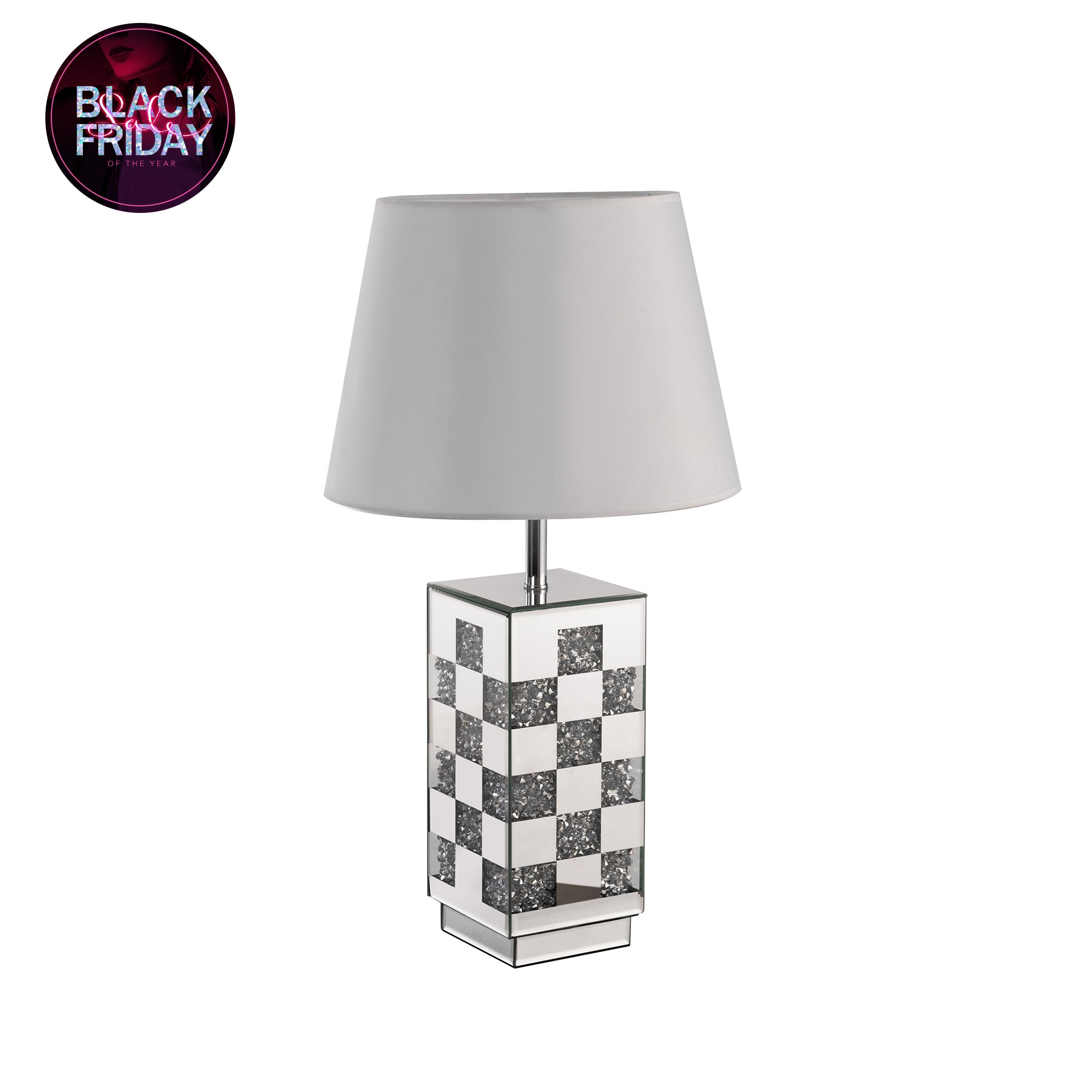 VANITII Crushed Diamond Mirrored Table Lamp