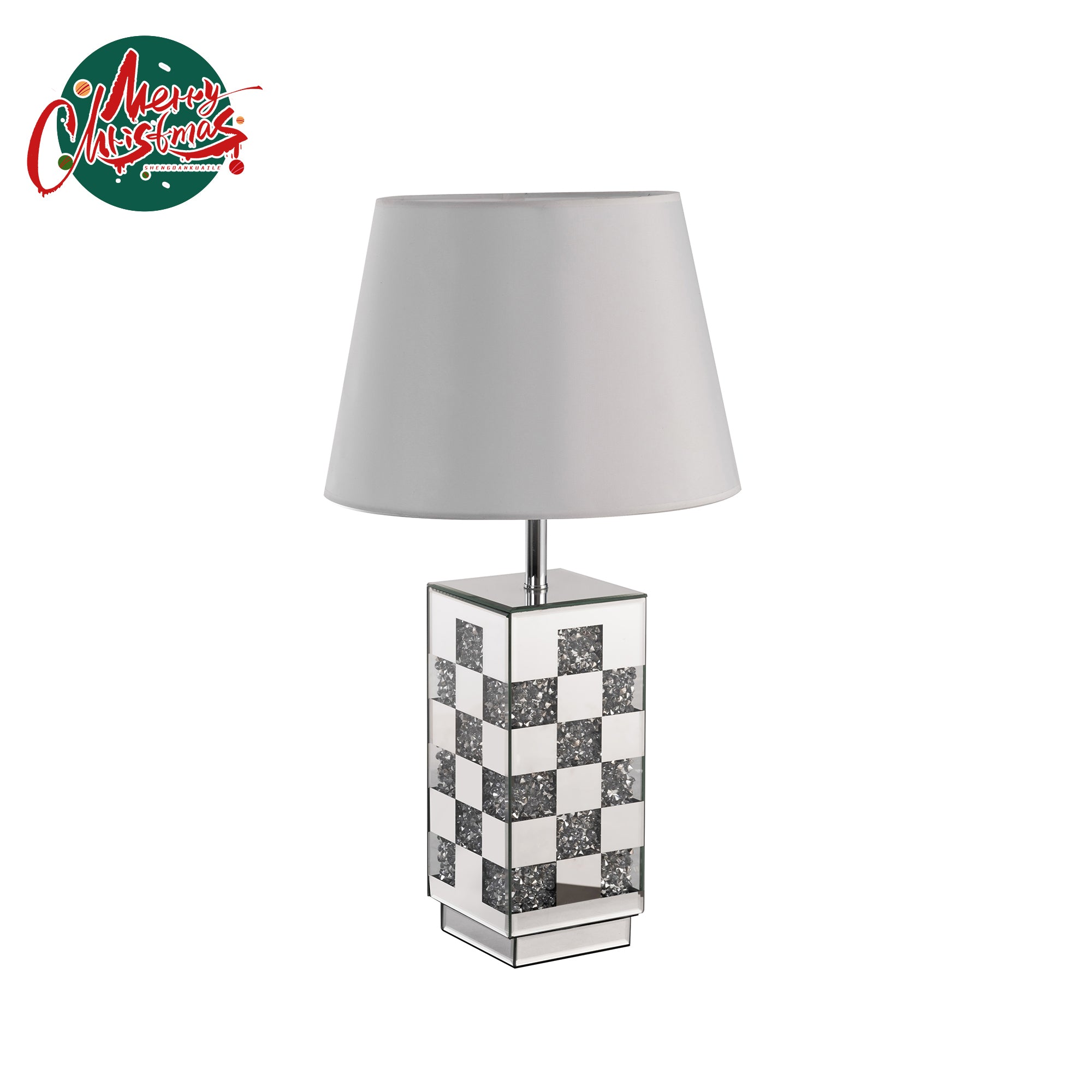 VANITII Crushed Diamond Mirrored Table Lamp