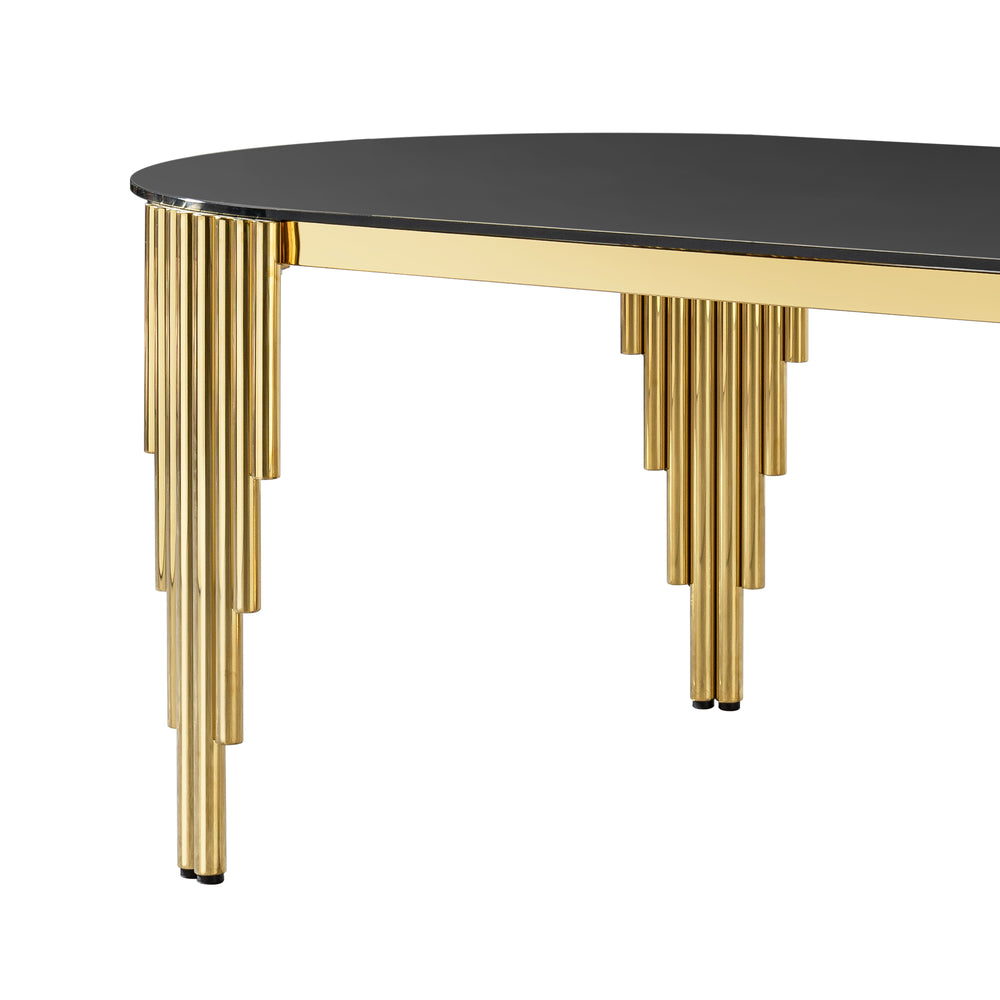 Tempered Glass Dining Table-stainless steel