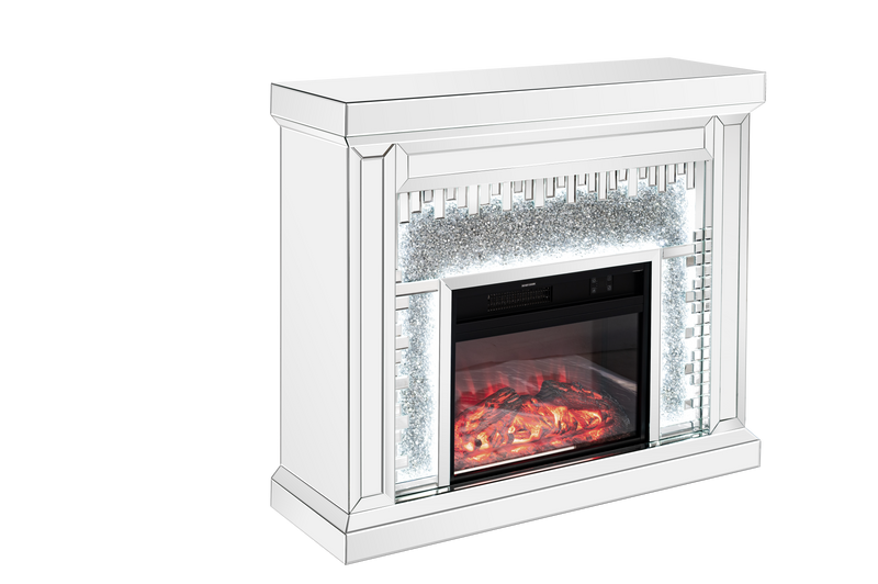 crushed diamonds led mirrored fireplace