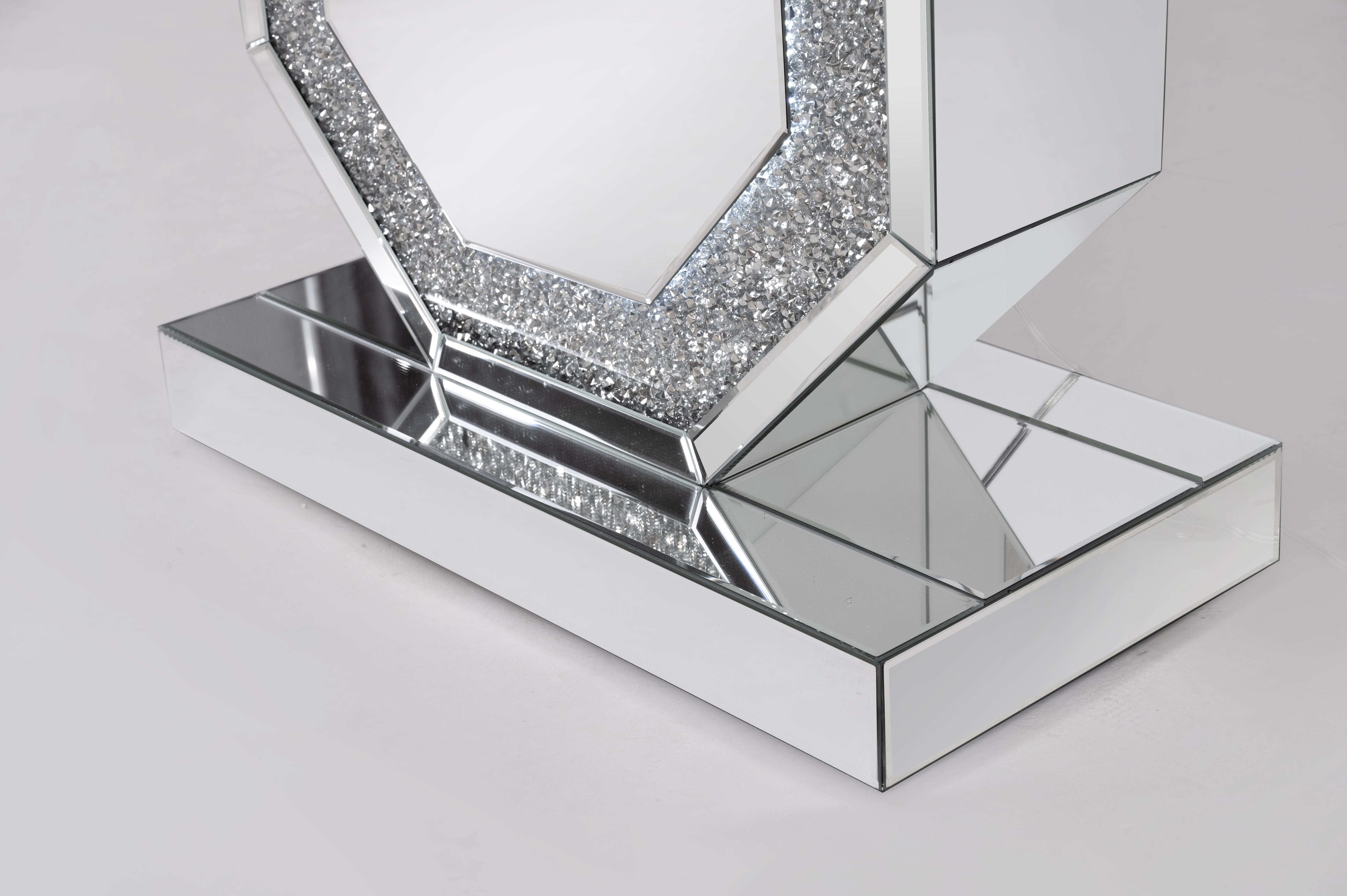 VANITII Crushed Diamonds LED Mirrored Console Table