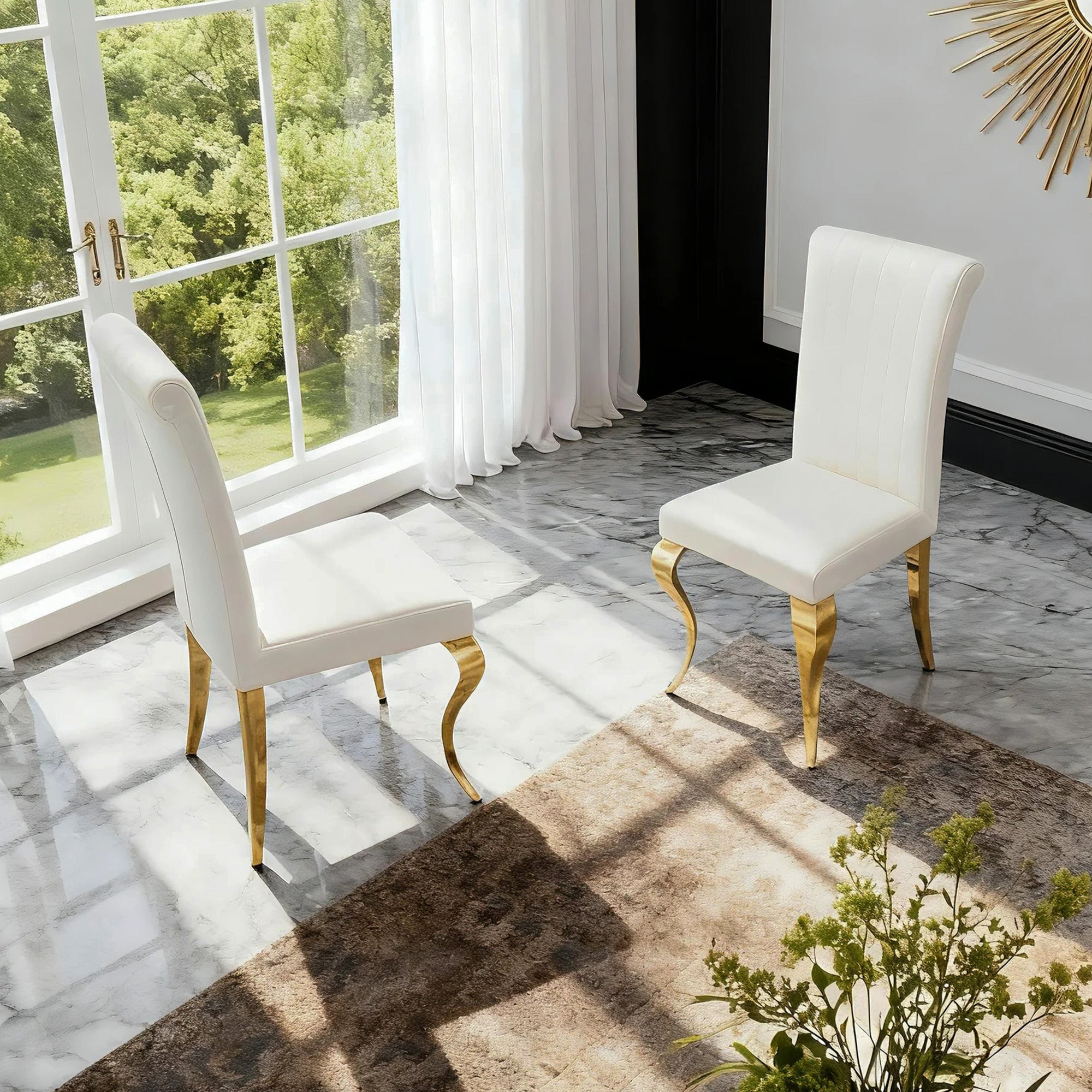 White Fabric Dining Chair