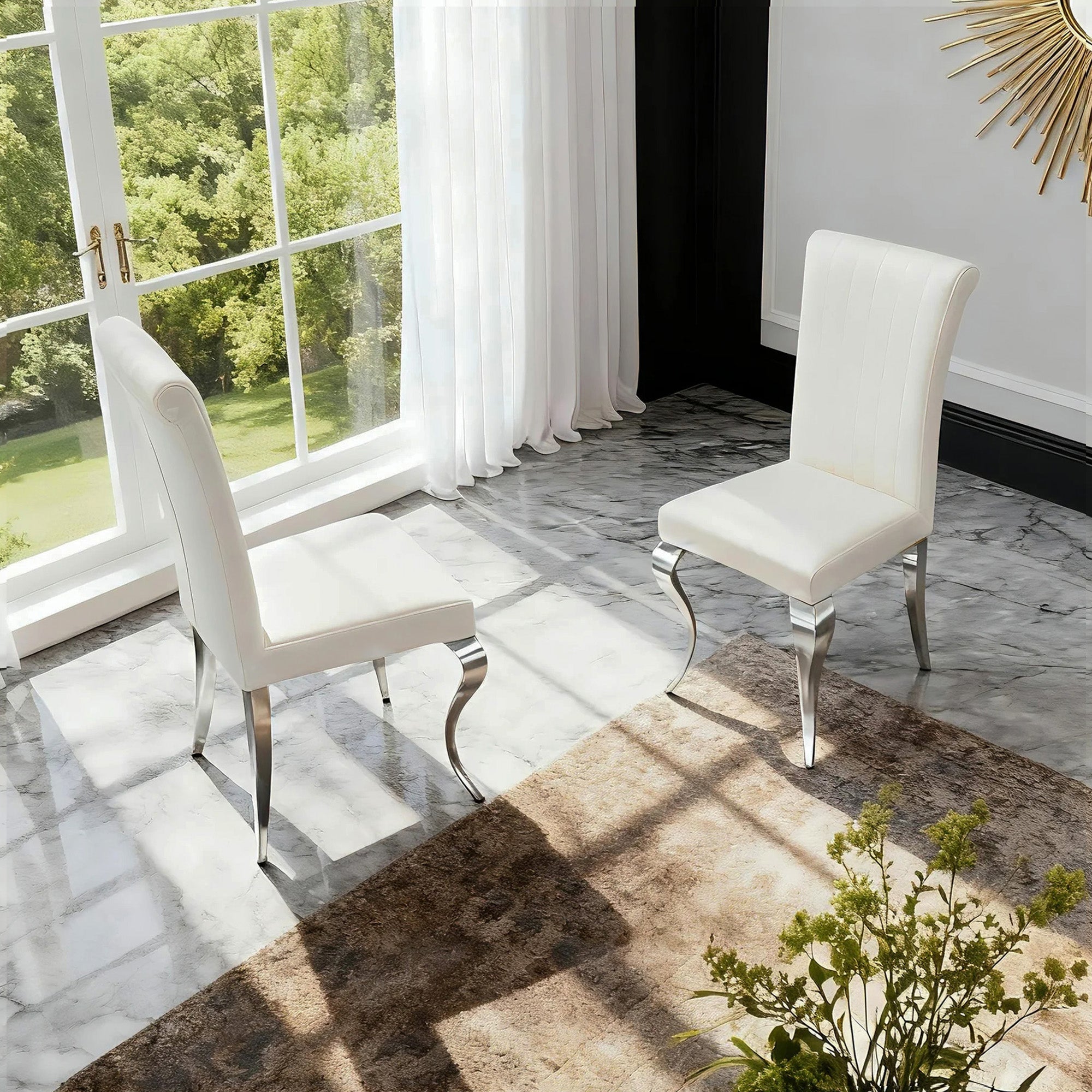 White Fabric Dining Chair