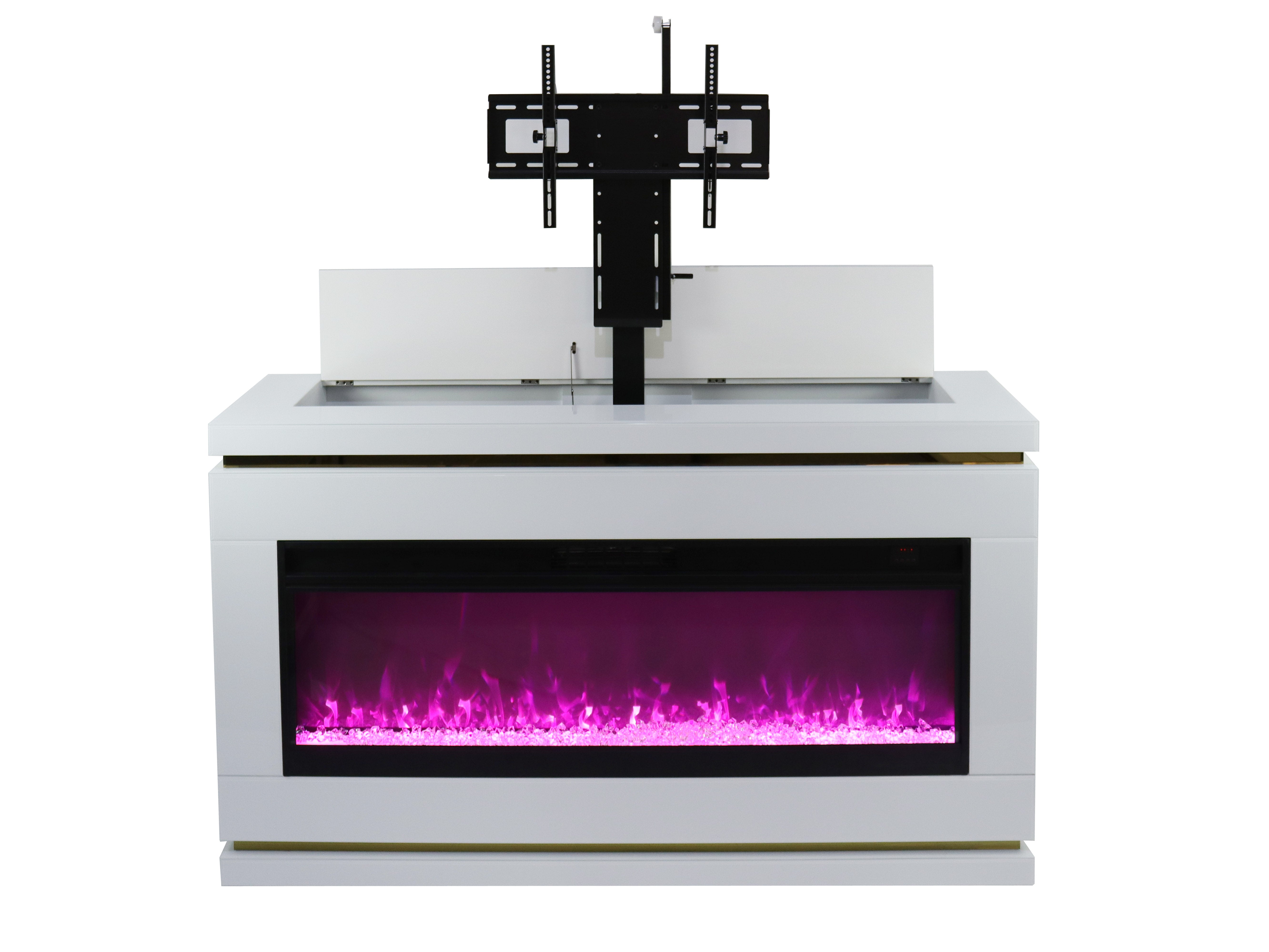 VANITII Modern White Electric Fireplace TV Stand with LED Color Changing Lights