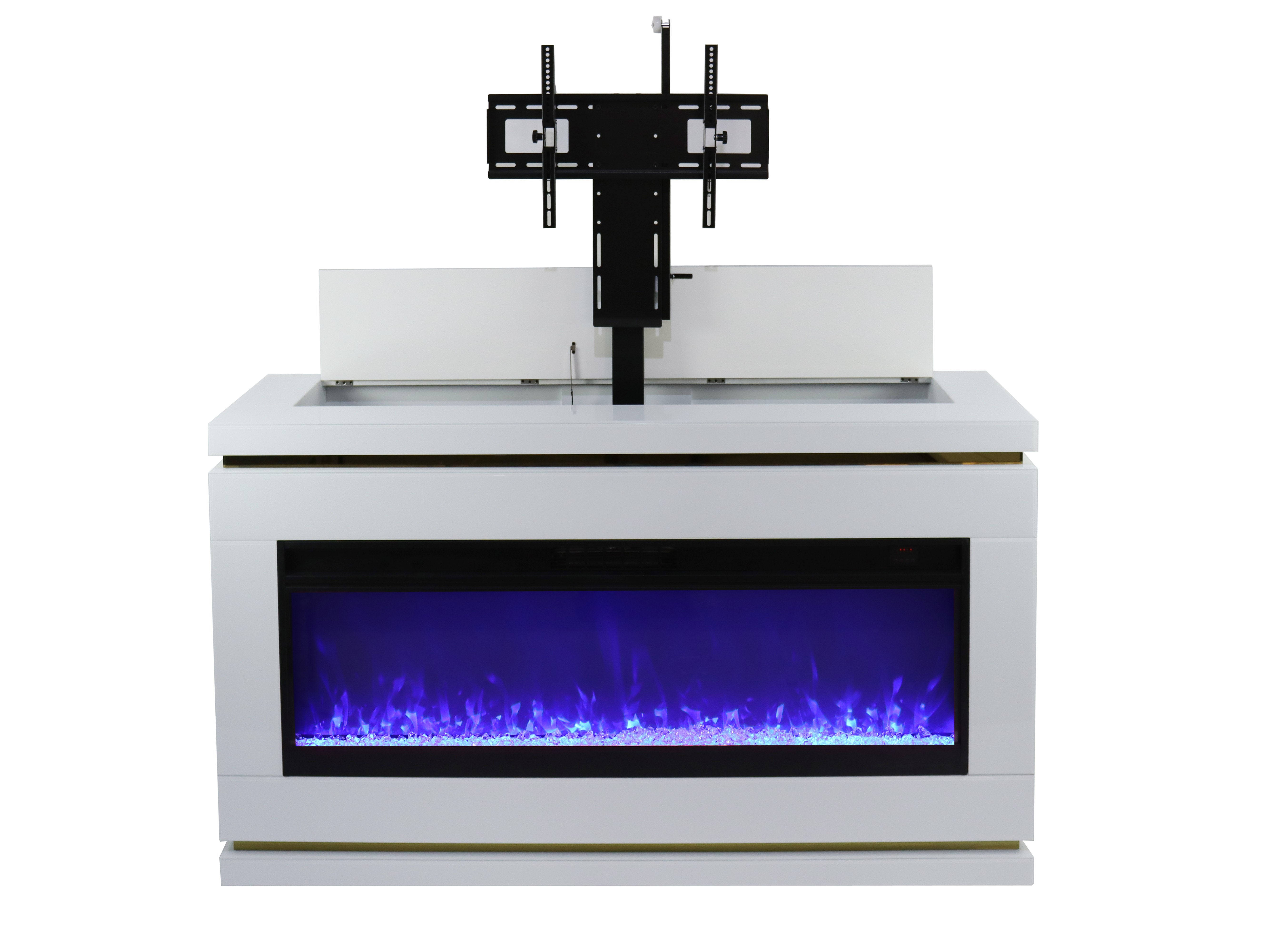 VANITII Modern White Electric Fireplace TV Stand with LED Color Changing Lights