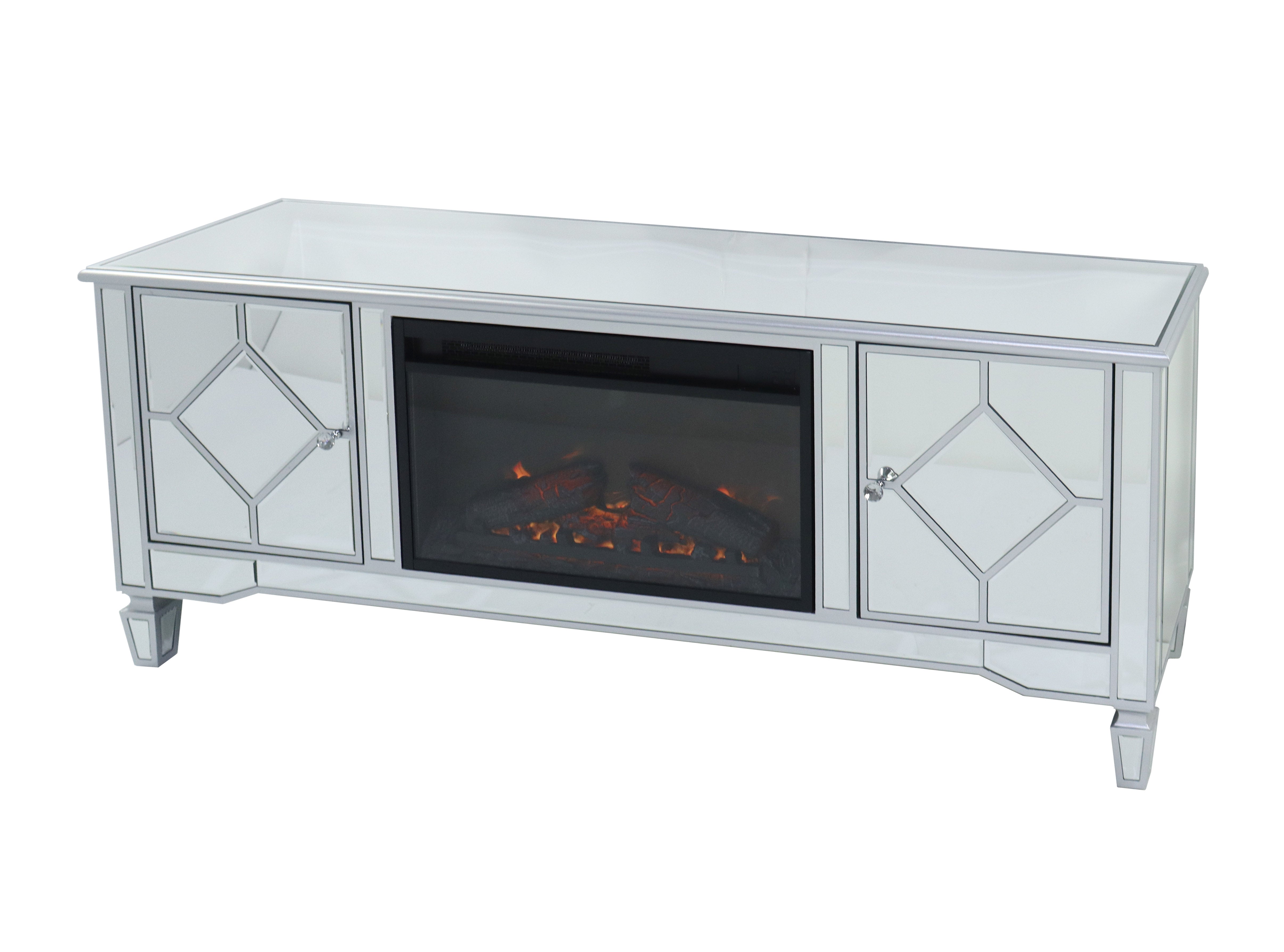 VANITII Mirrored Fireplace TV Stand for 65 Inch TV