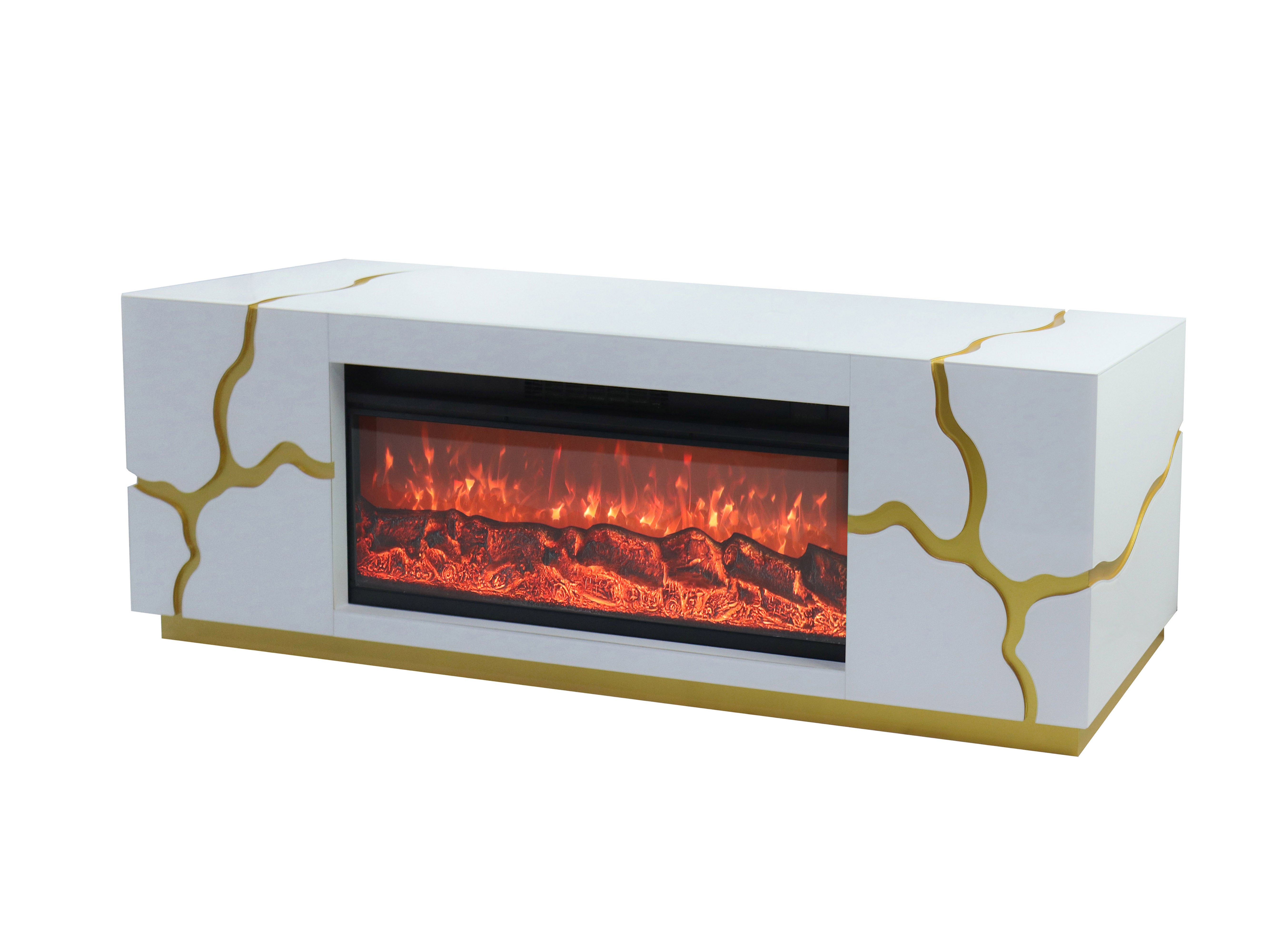 VANITII Reco TV Stand with Electric Fireplace