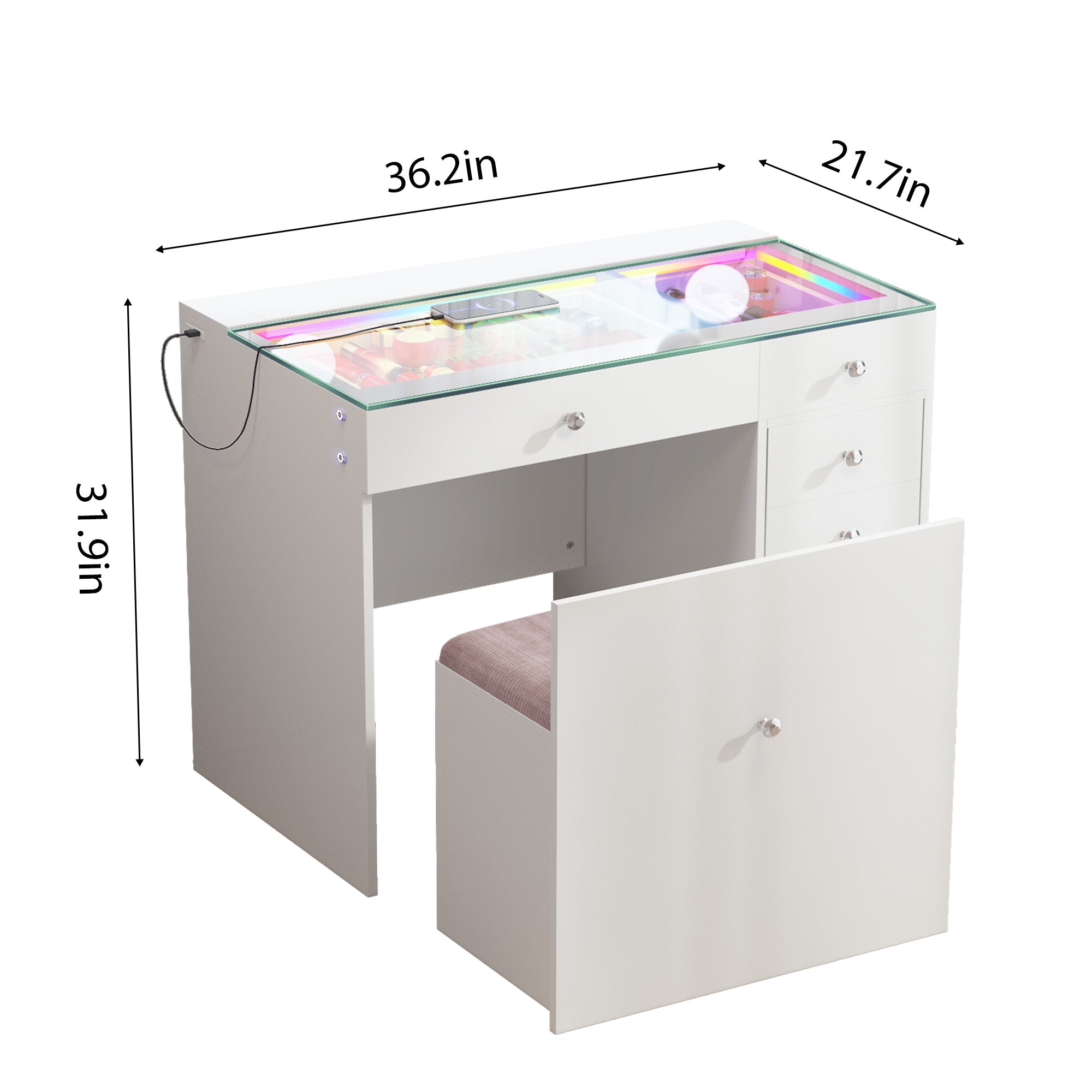 New Release ! VANITII Mini Diana Vanity Desk With Soft Hidden Stool