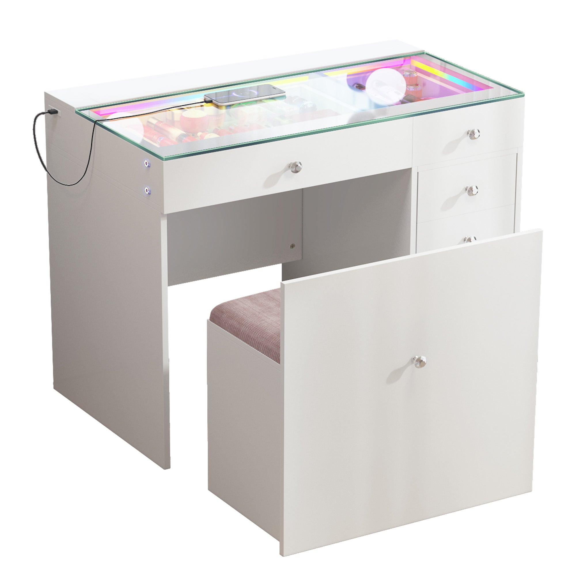 New Release ! VANITII Mini Diana Vanity Desk With Soft Hidden Stool
