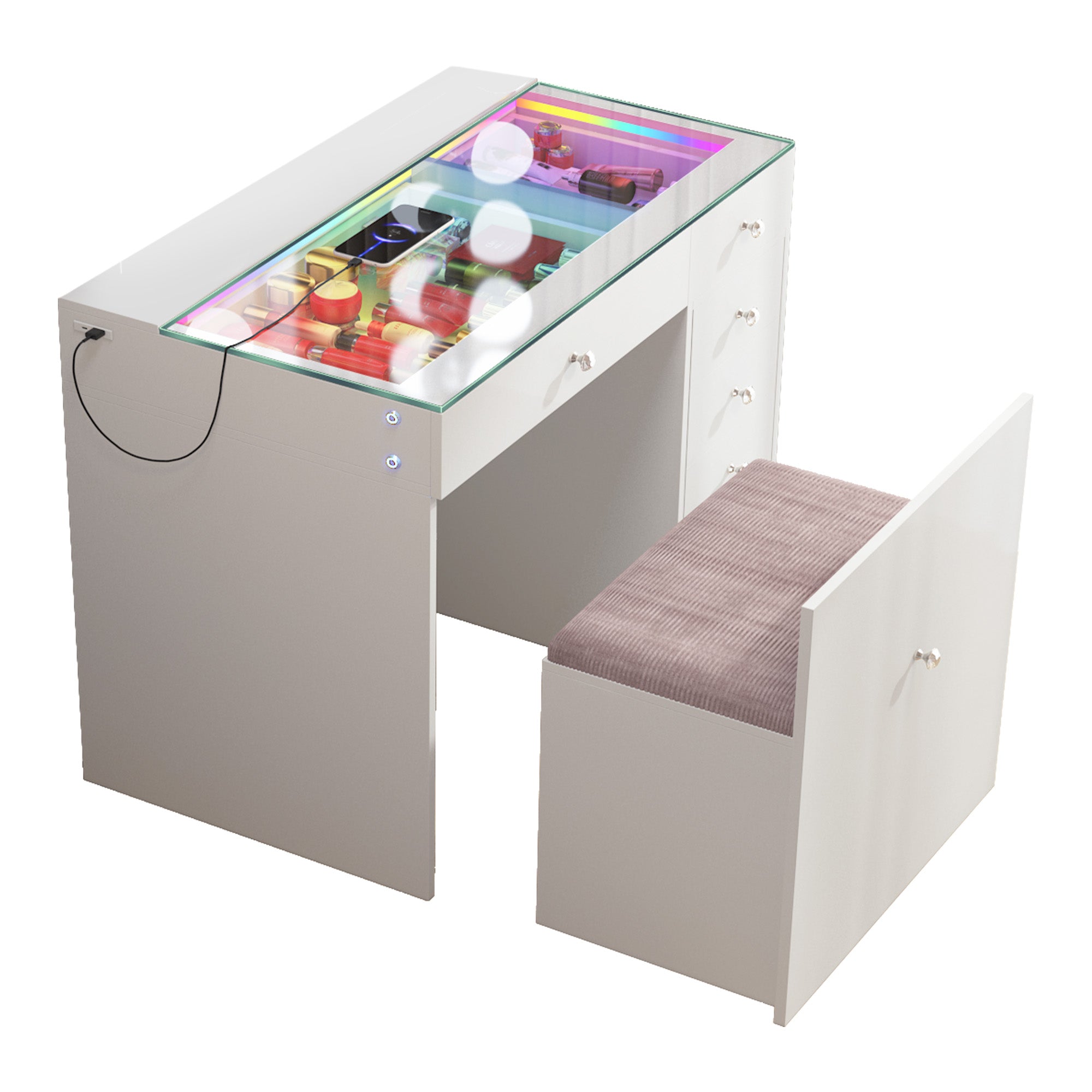 New Release ! VANITII Mini Diana Vanity Desk With Soft Hidden Stool