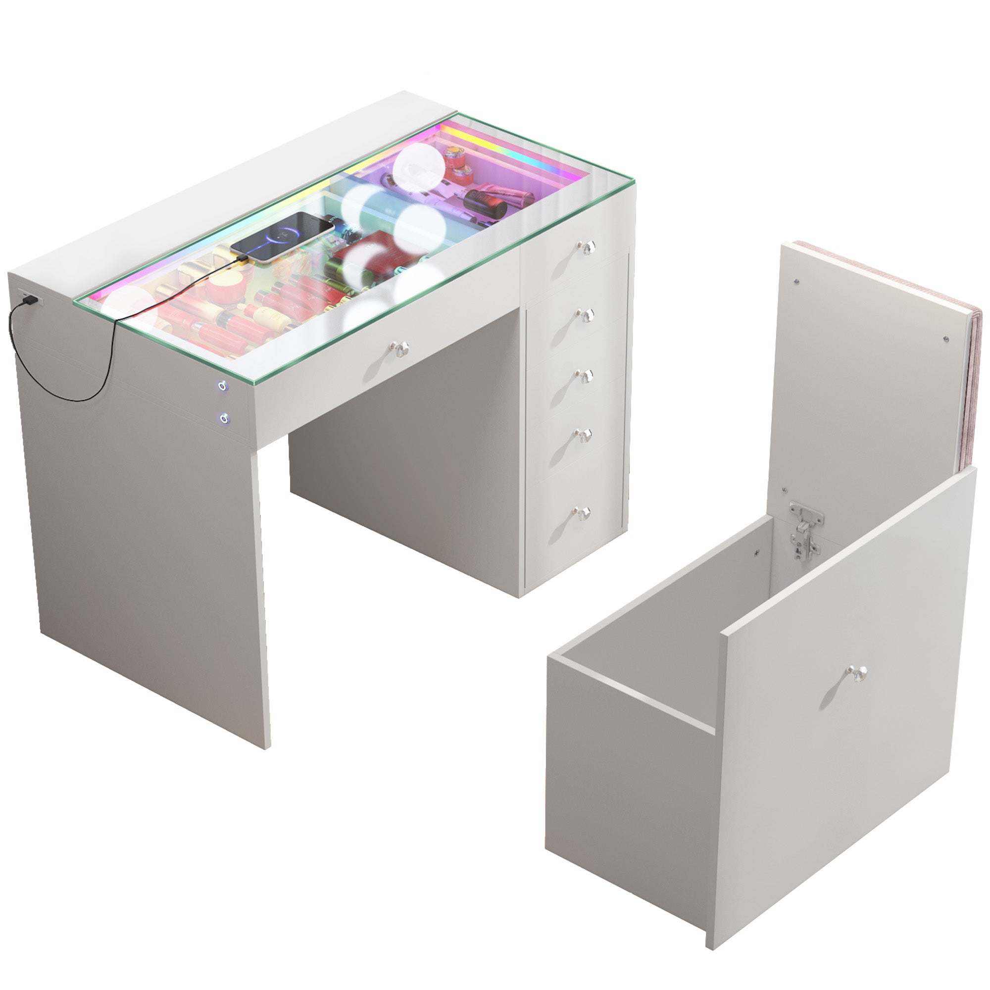 New Release ! VANITII Mini Diana Vanity Desk With Soft Hidden Stool