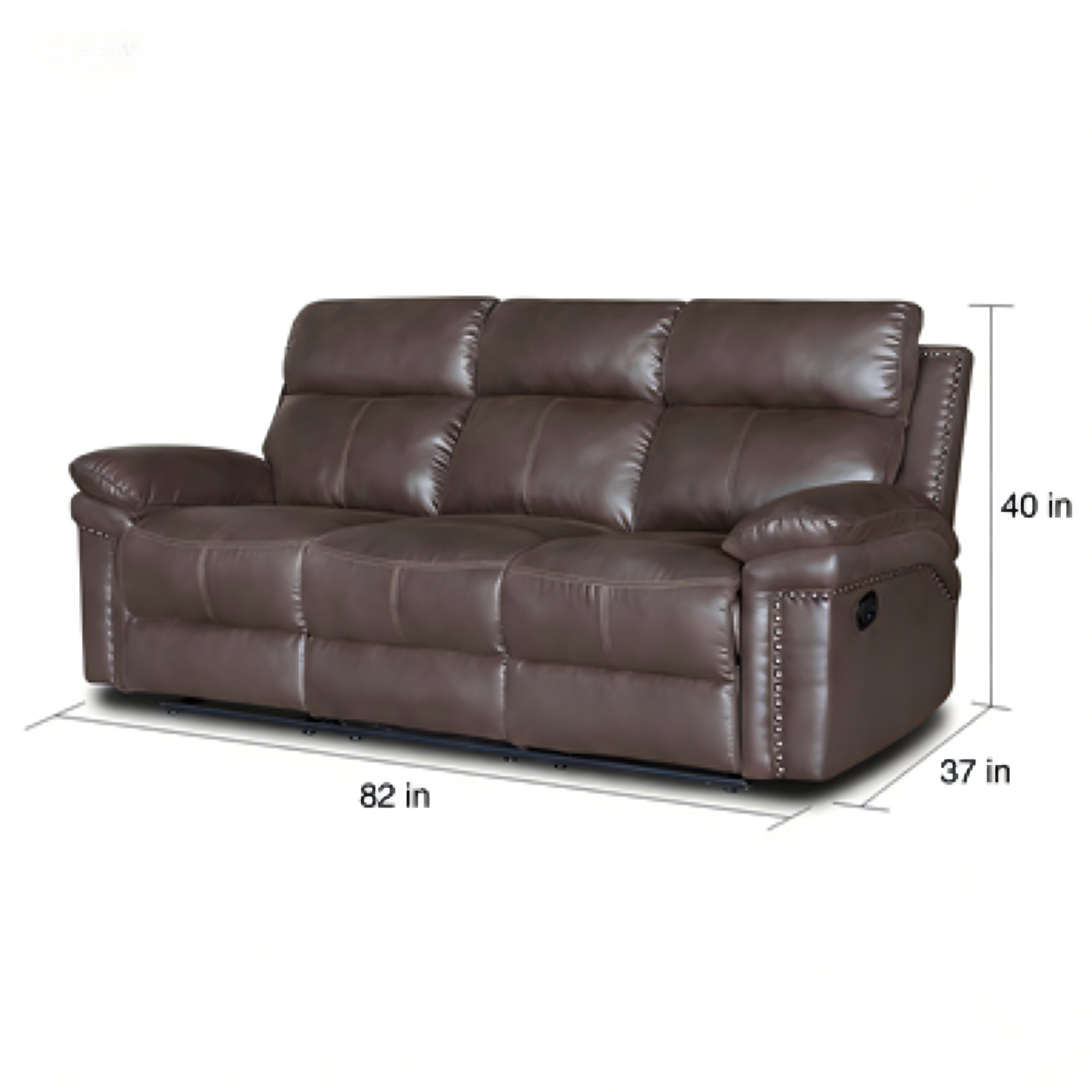 Bison Power Recliner & 3-Seater Sofa with Armrests and Storage, Breathable Leather, Home Theater Seating