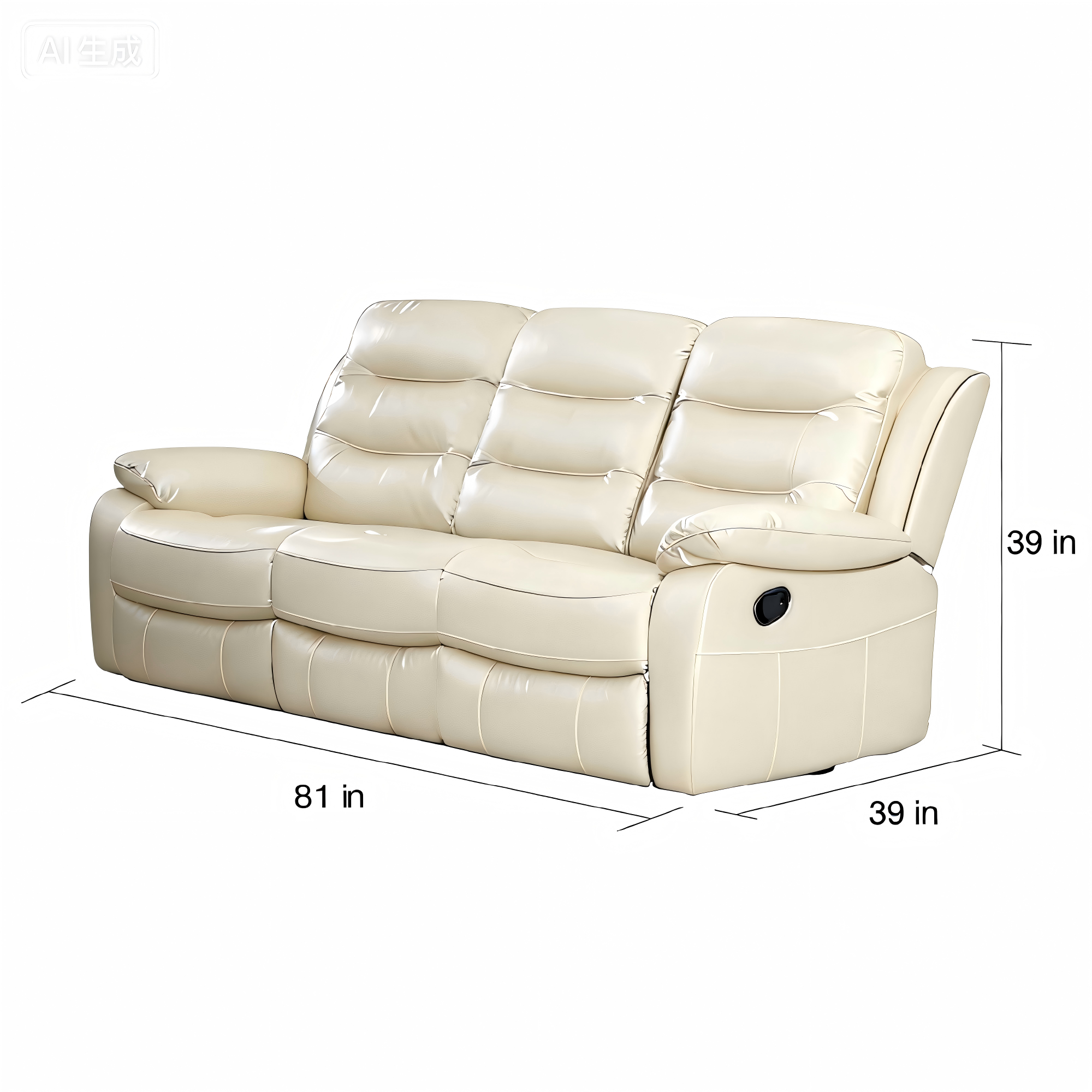 Dawn Cozy Ivory Power Reclining Sofa Set, Electric Recliner & 3-Seater Couch for Living Room