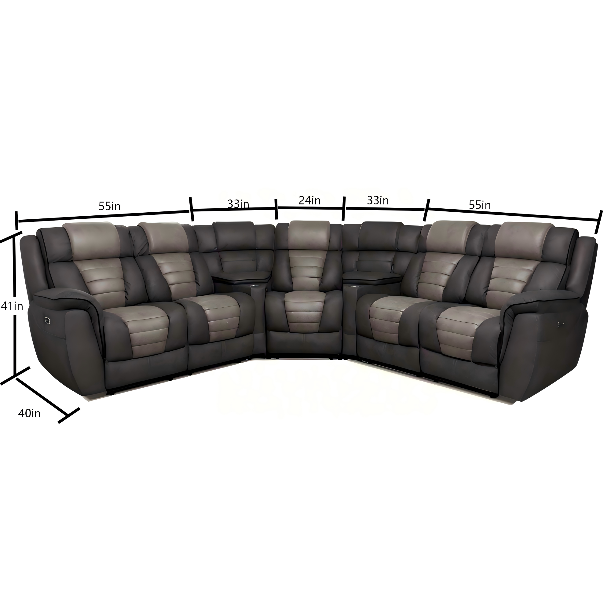 Canyon Classic American Power Reclining Sectional Sofa with Dual-Tone Upholstery