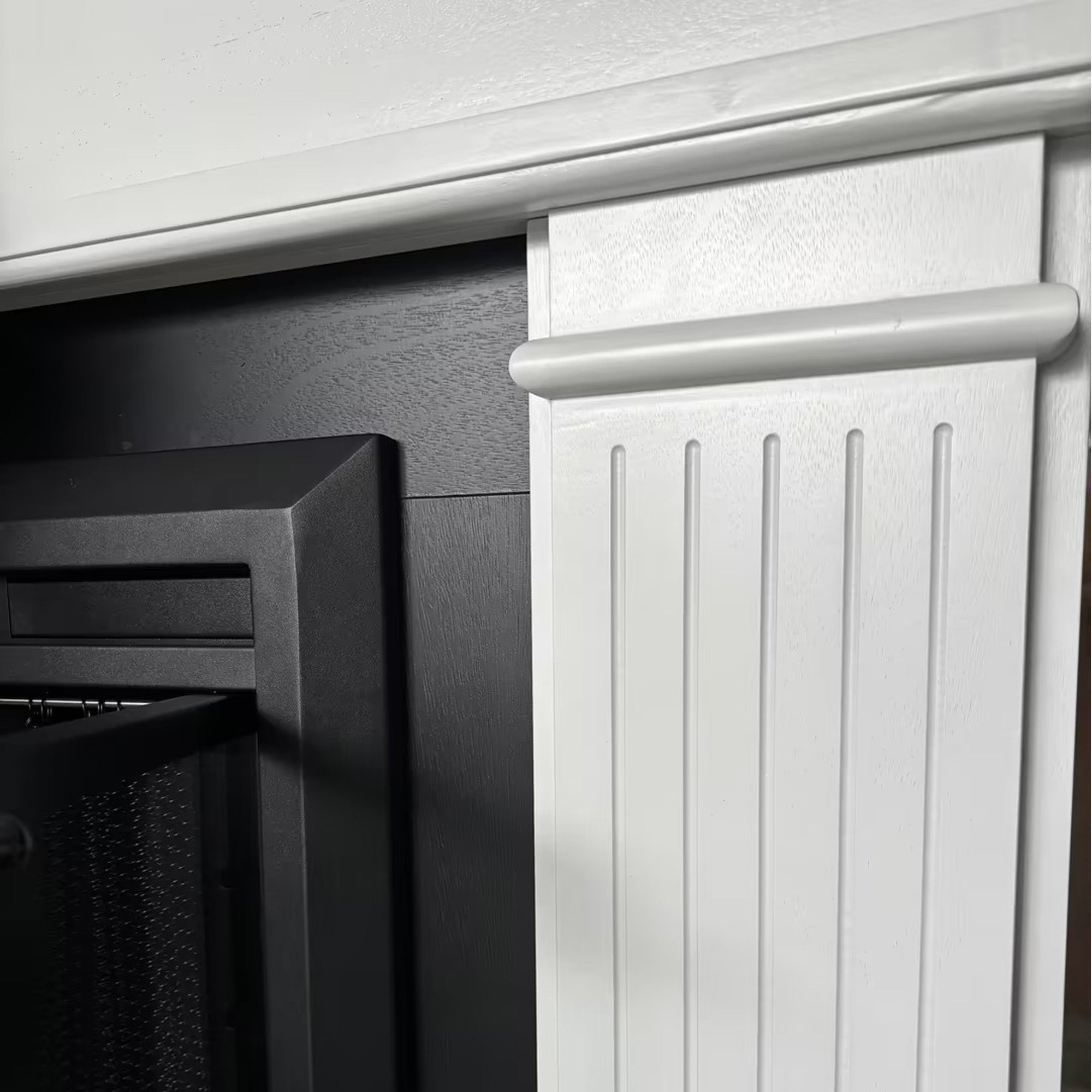 White Okoume Veneer Fireplace TV Stand