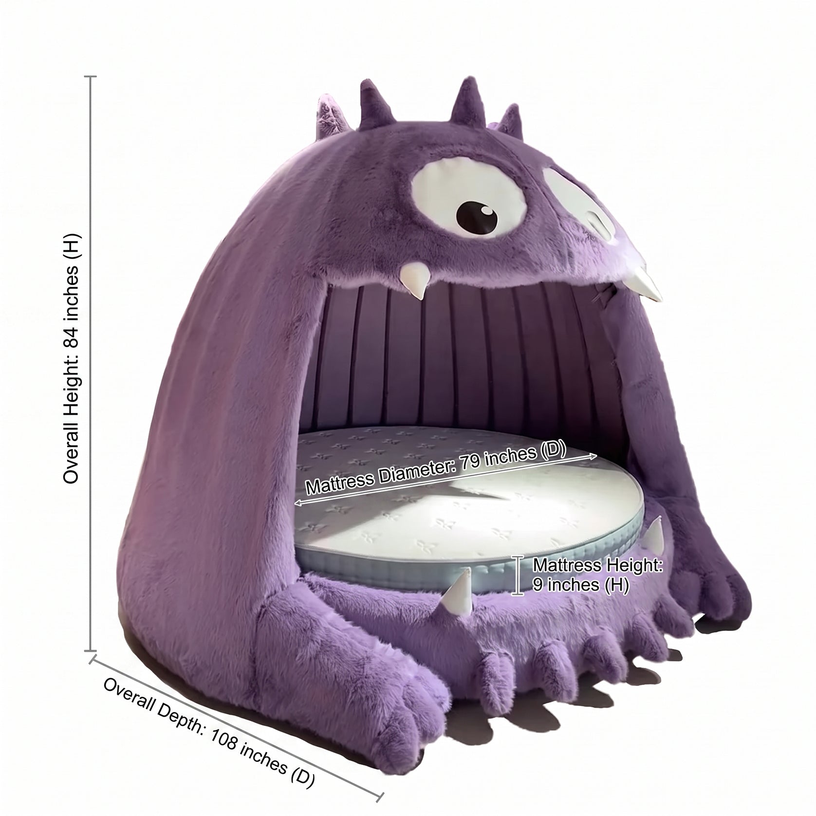 Monster Gobbler's Bed – Whimsical Purple Kids Novelty Bed