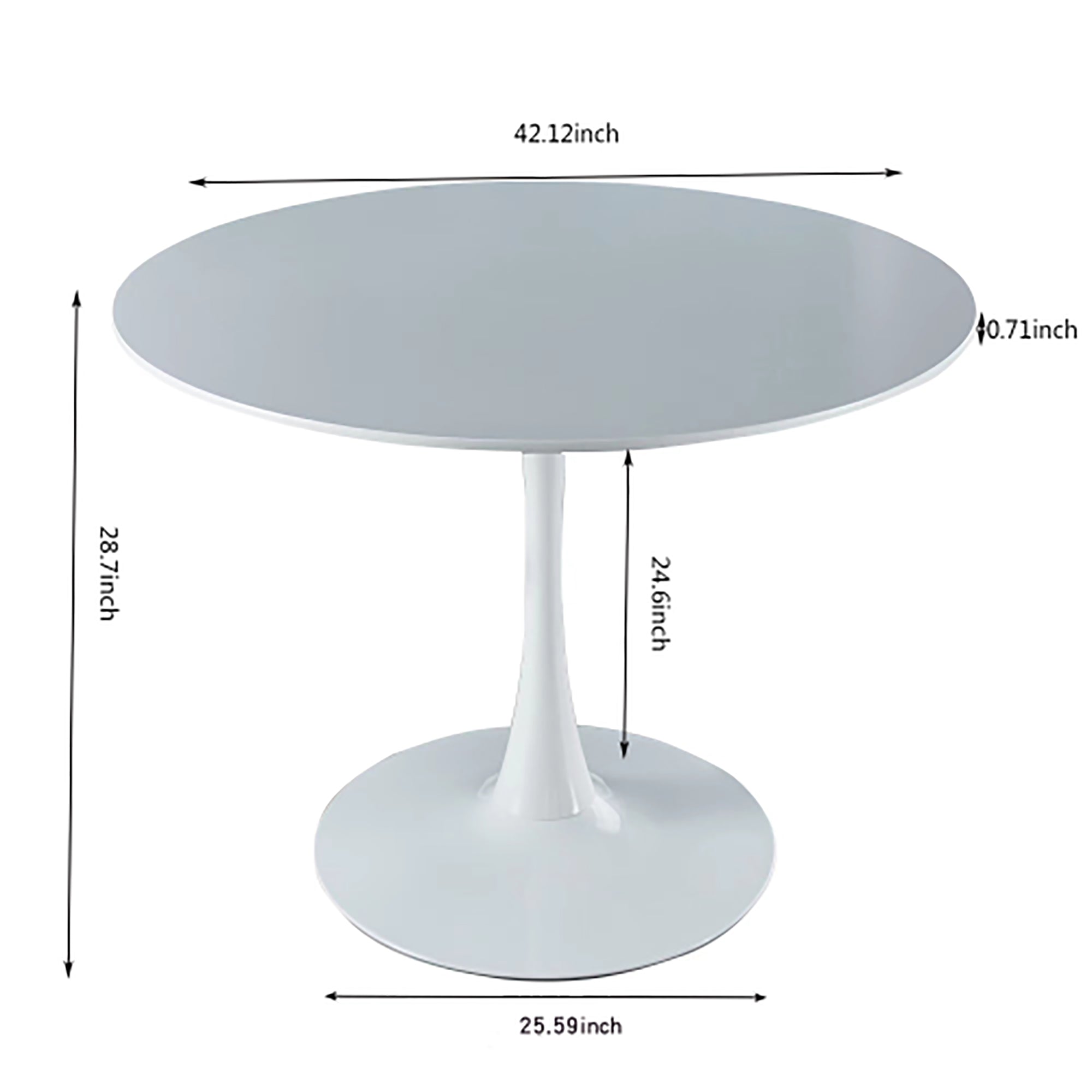42.1'' White Tulip Mid-Century Dining Table (MDF round top, pedestal) – seats 4-6