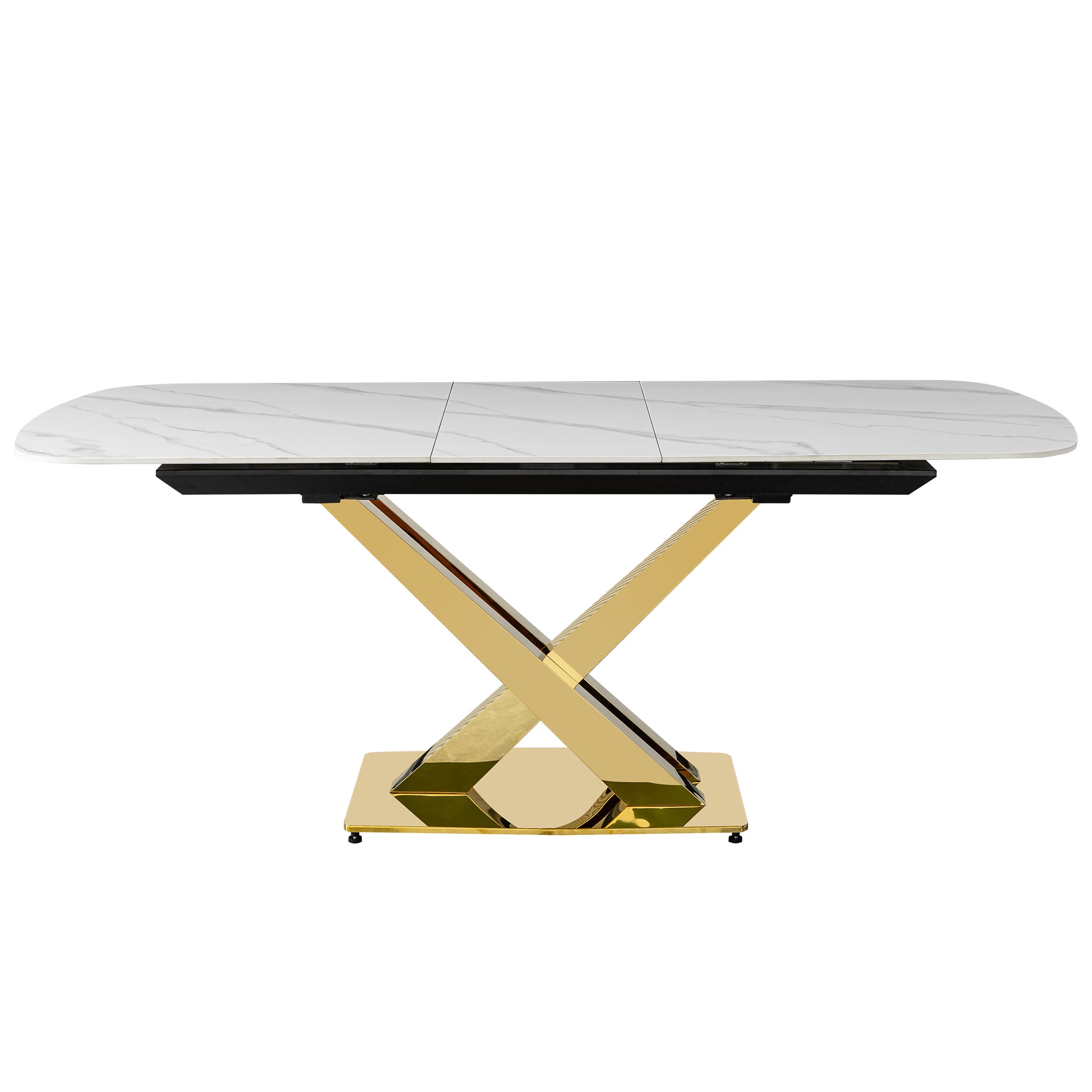 Extendable table with sintered stone top