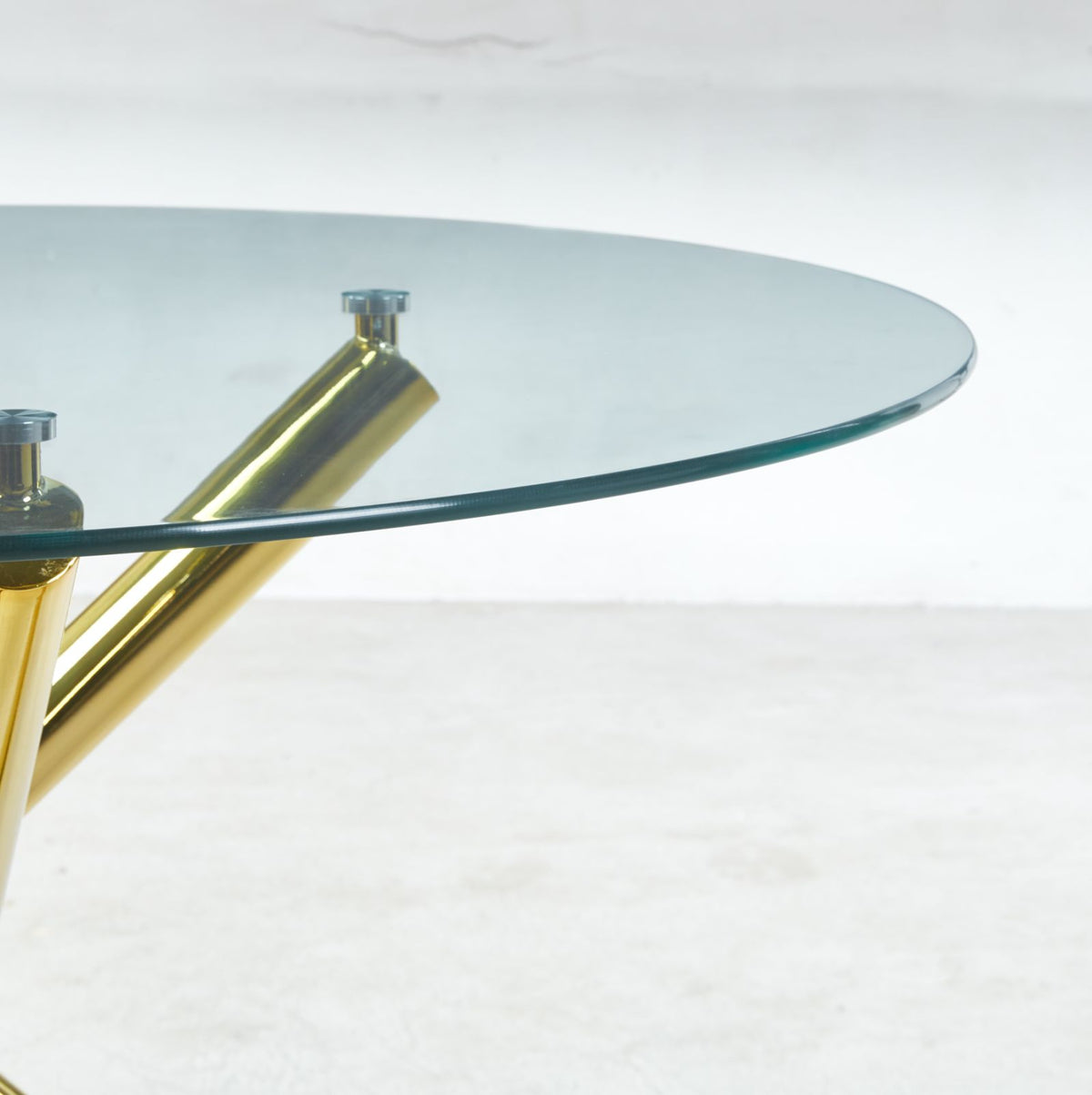 Golden Glass Top Dining Table with Metal Legs, Modern Space - Saving (47.24 × 47.24 × 29.53)