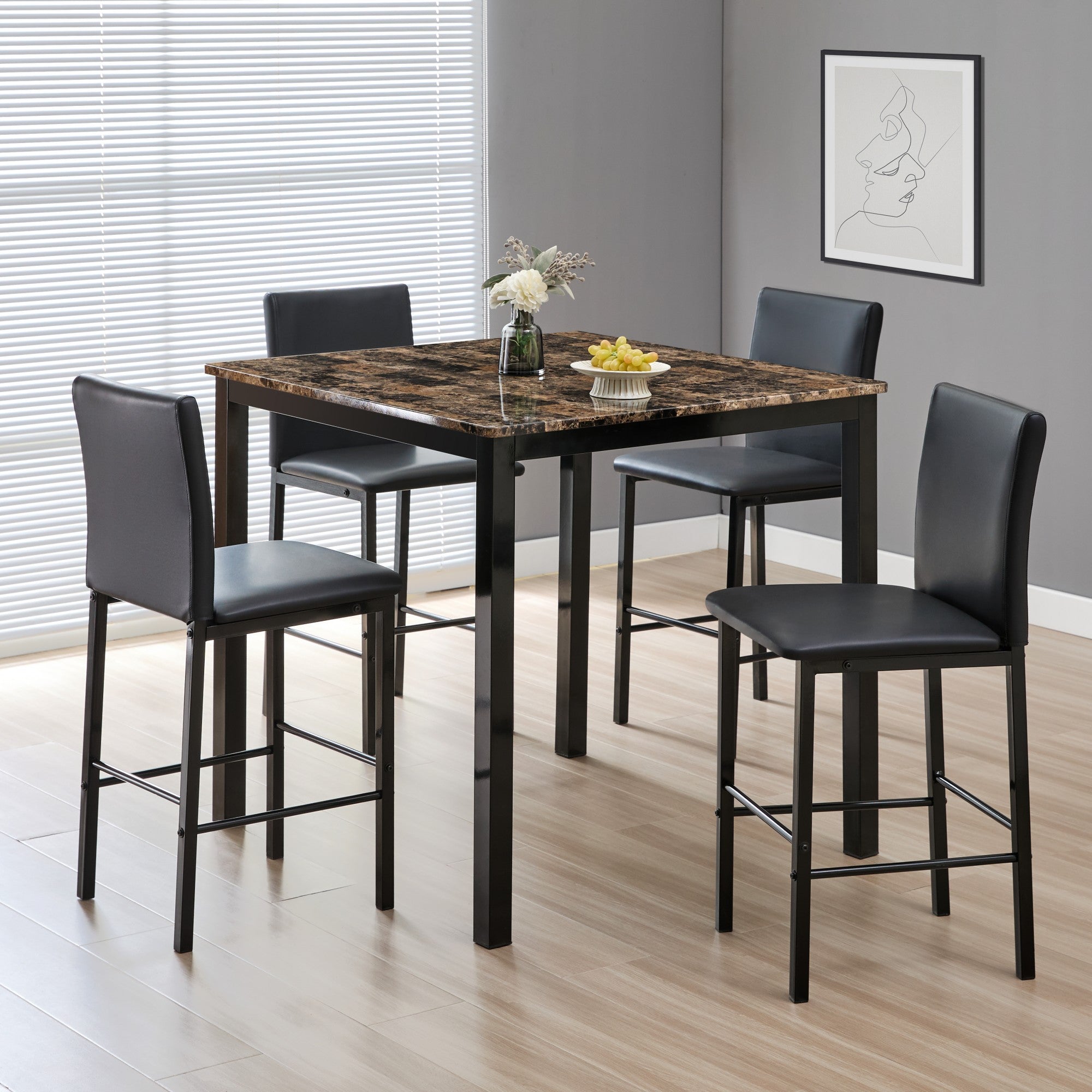 5 Piece Counter Height Metal Dining Set
