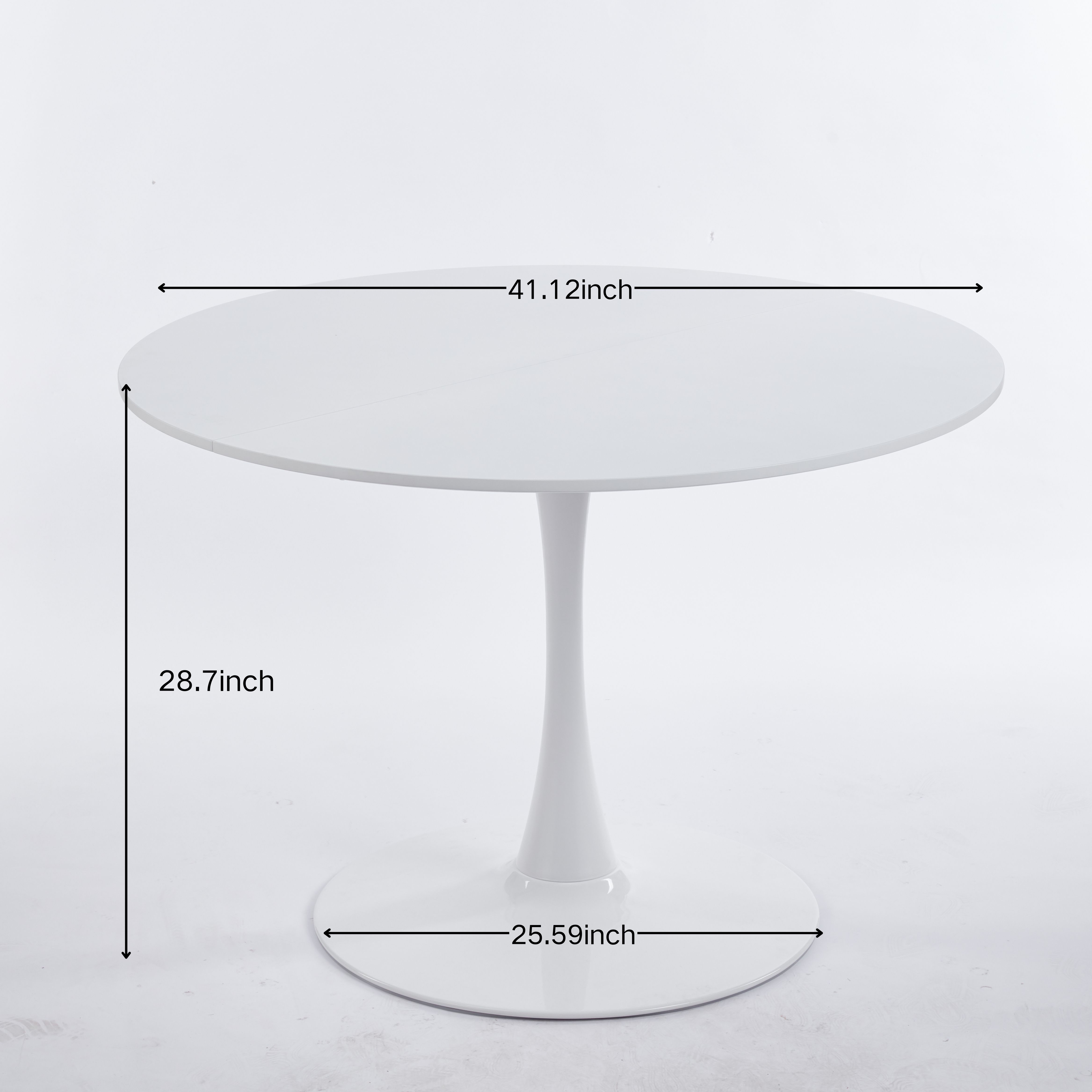 42.1'' White Tulip Mid-Century Dining Table (MDF round top, pedestal) – seats 4-6
