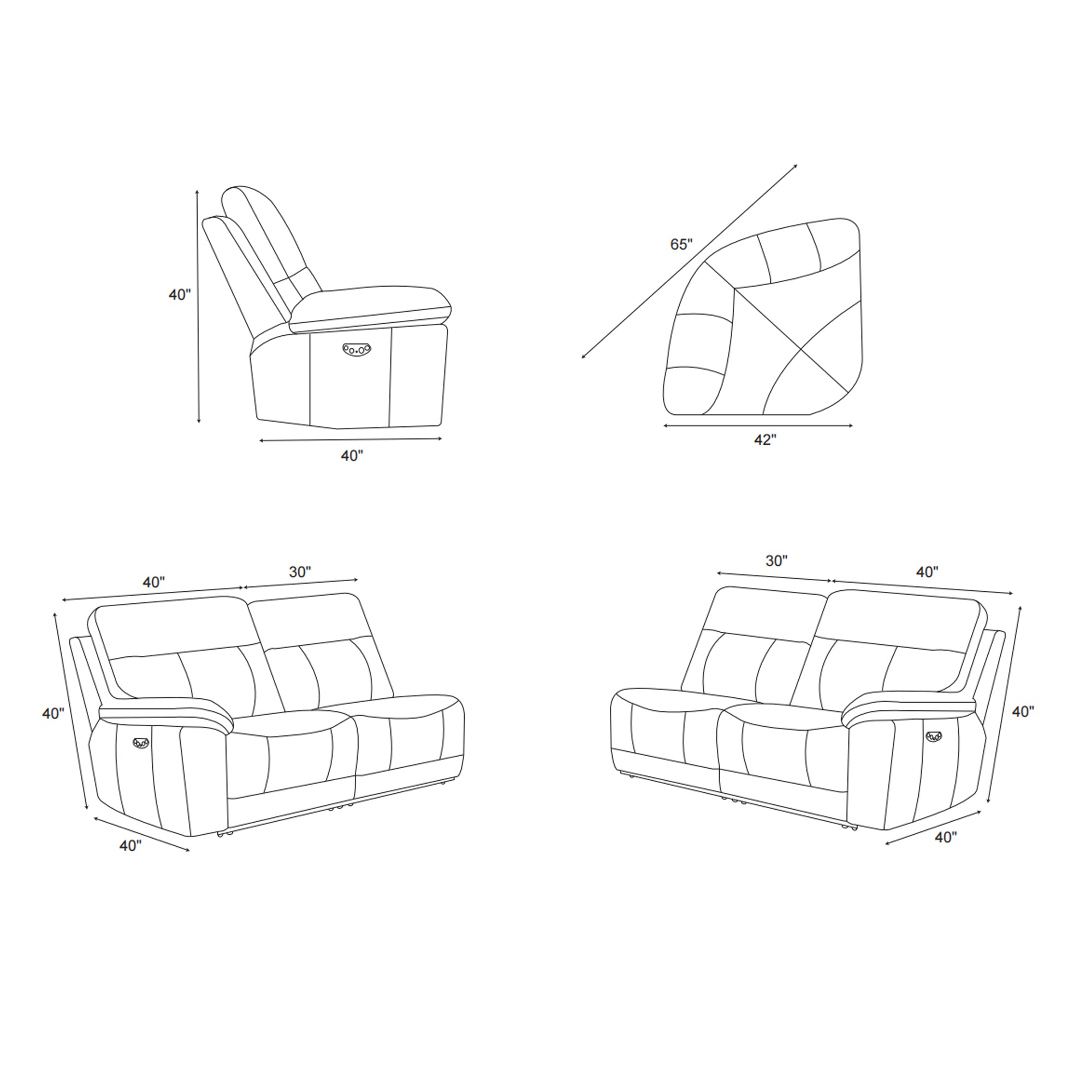 Power Recliner Geunine Leather Sectional MC2490