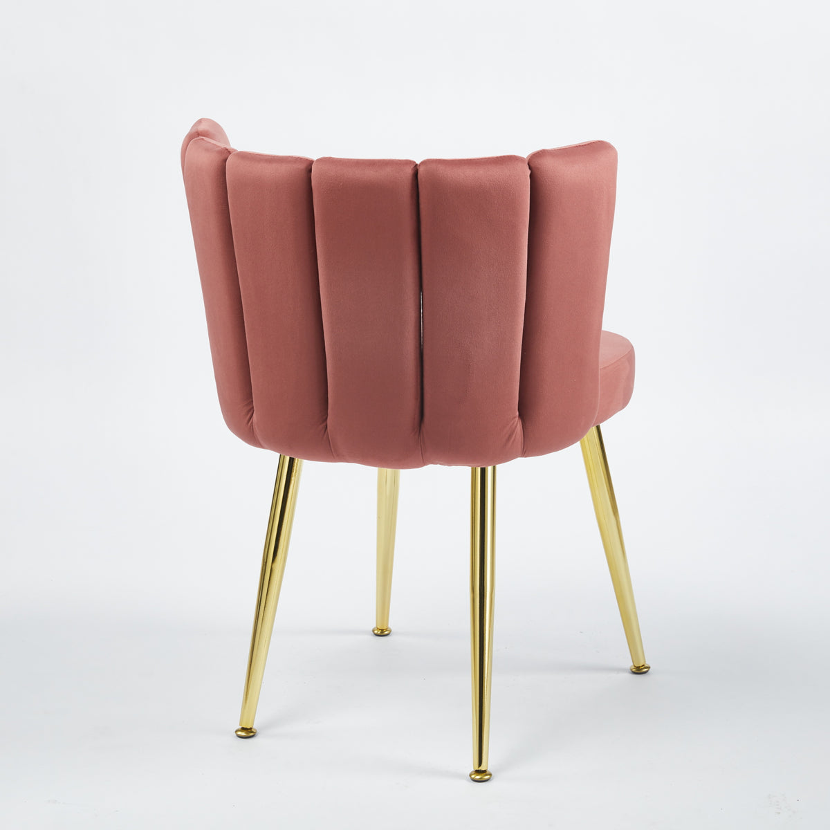 Modern Pink Dining Chair - Golden Iron Legs, Velvet Backrest 2pCS/CTN