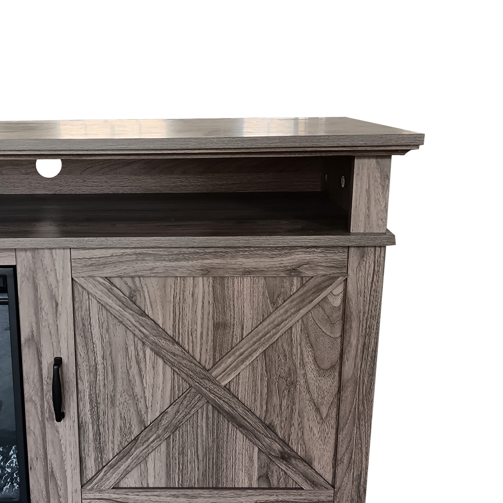 72" Light Grey Melamine Veneer Fireplace TV stand